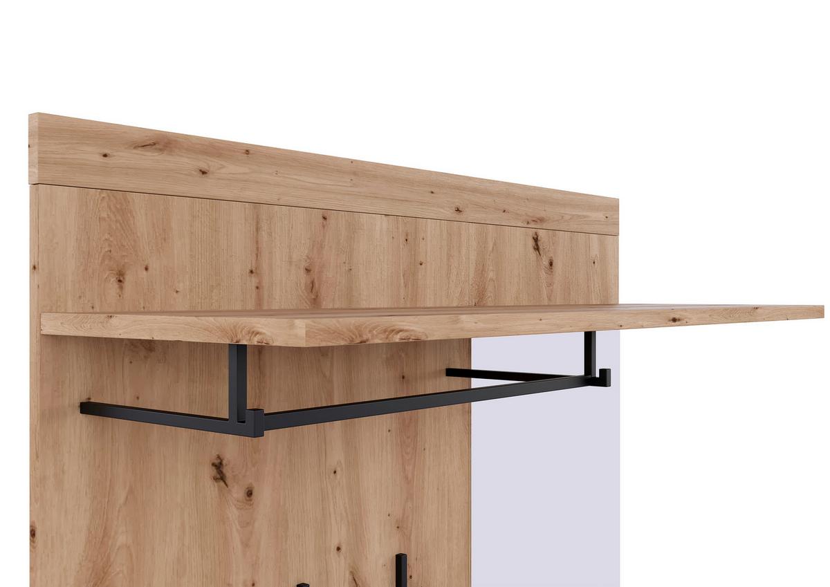 PRZEDPOKÓJ NORDIC - kolor grafitowy/dąb artisan, Design, materiał drewnopochodny/szkło (100/202/40cm) - home24