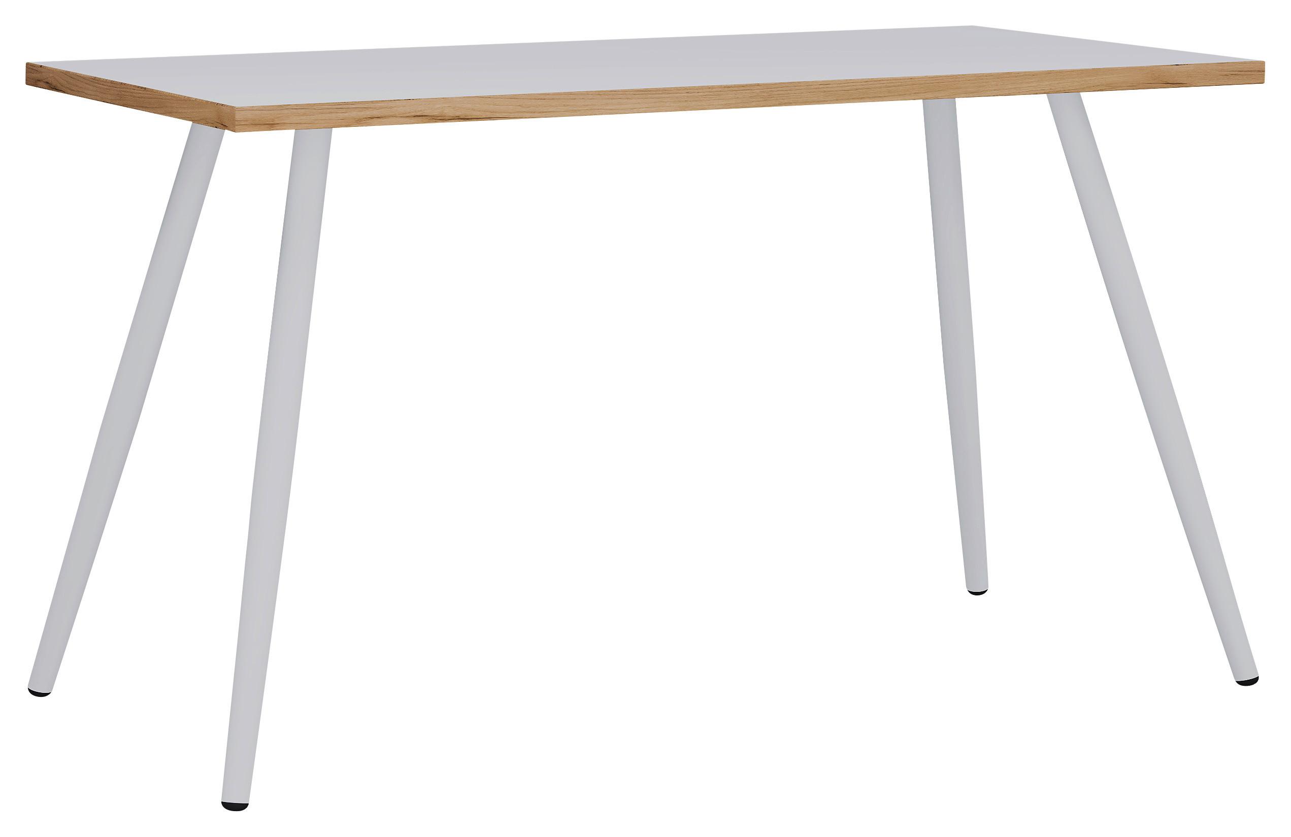 Pisalna Miza Salia T80, Barva Hrasta, Bela, 110x80cm - bela/medeni hrast, Design, kovina/leseni material (110/80/70cm) - P & B