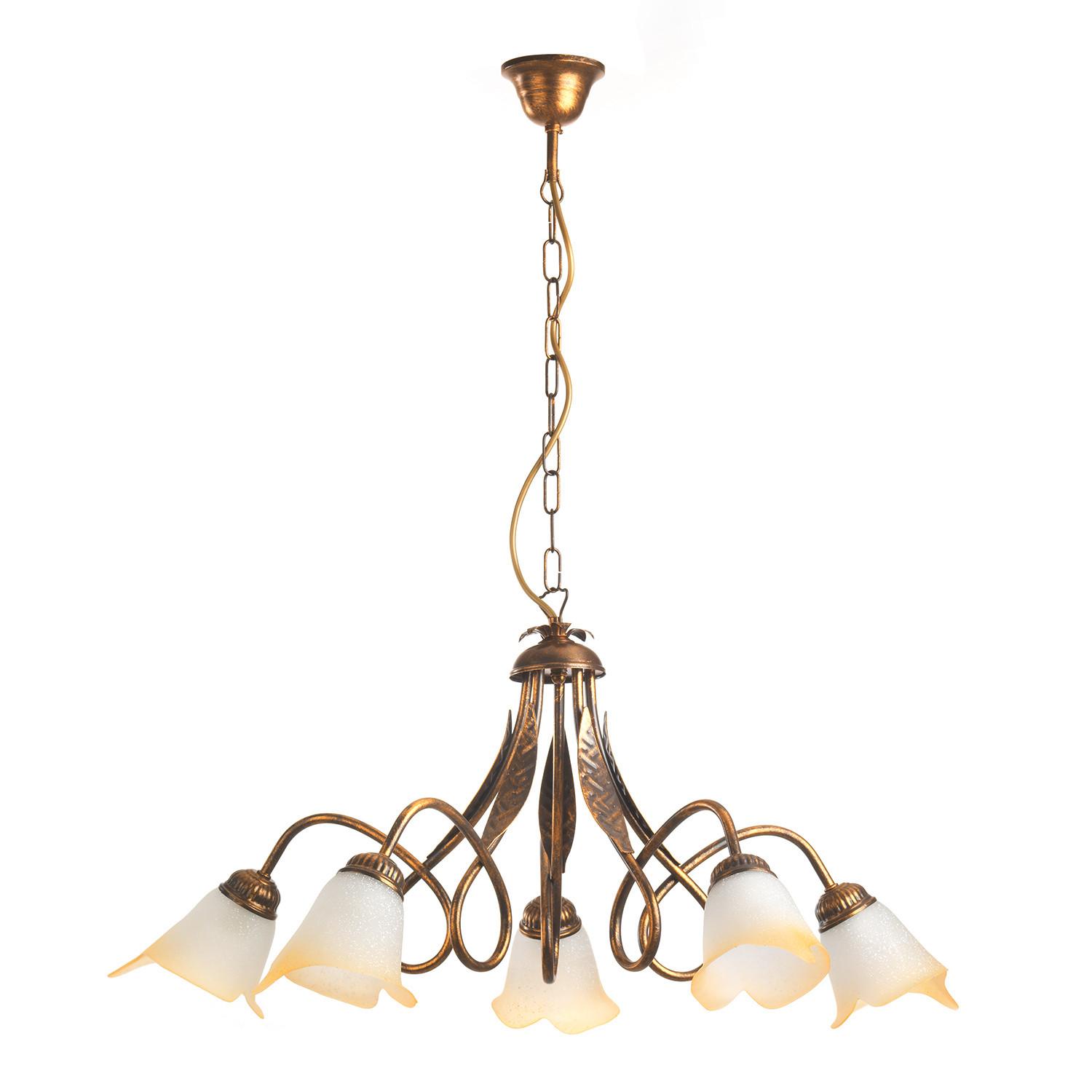 Kronleuchter Doppio Giro Bronzefarben max. 6 Watt - Bronzefarben, KONVENTIONELL, Glas/Metall (75/82cm)