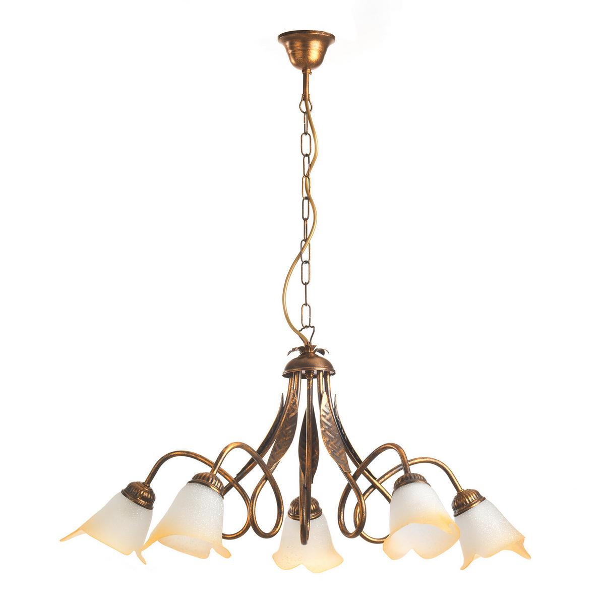 Kronleuchter Doppio Giro Bronzefarben max. 6 Watt - Bronzefarben, KONVENTIONELL, Glas/Metall (75/82cm)