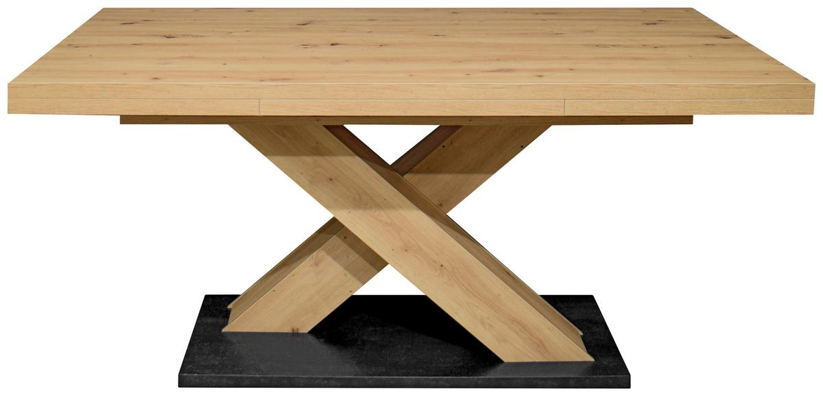 Ausziehtisch in Schwarz/Eiche Artisan - Schwarz/Eiche Artisan, Modern, Holzwerkstoff (180-280/76/90cm) - Mömax