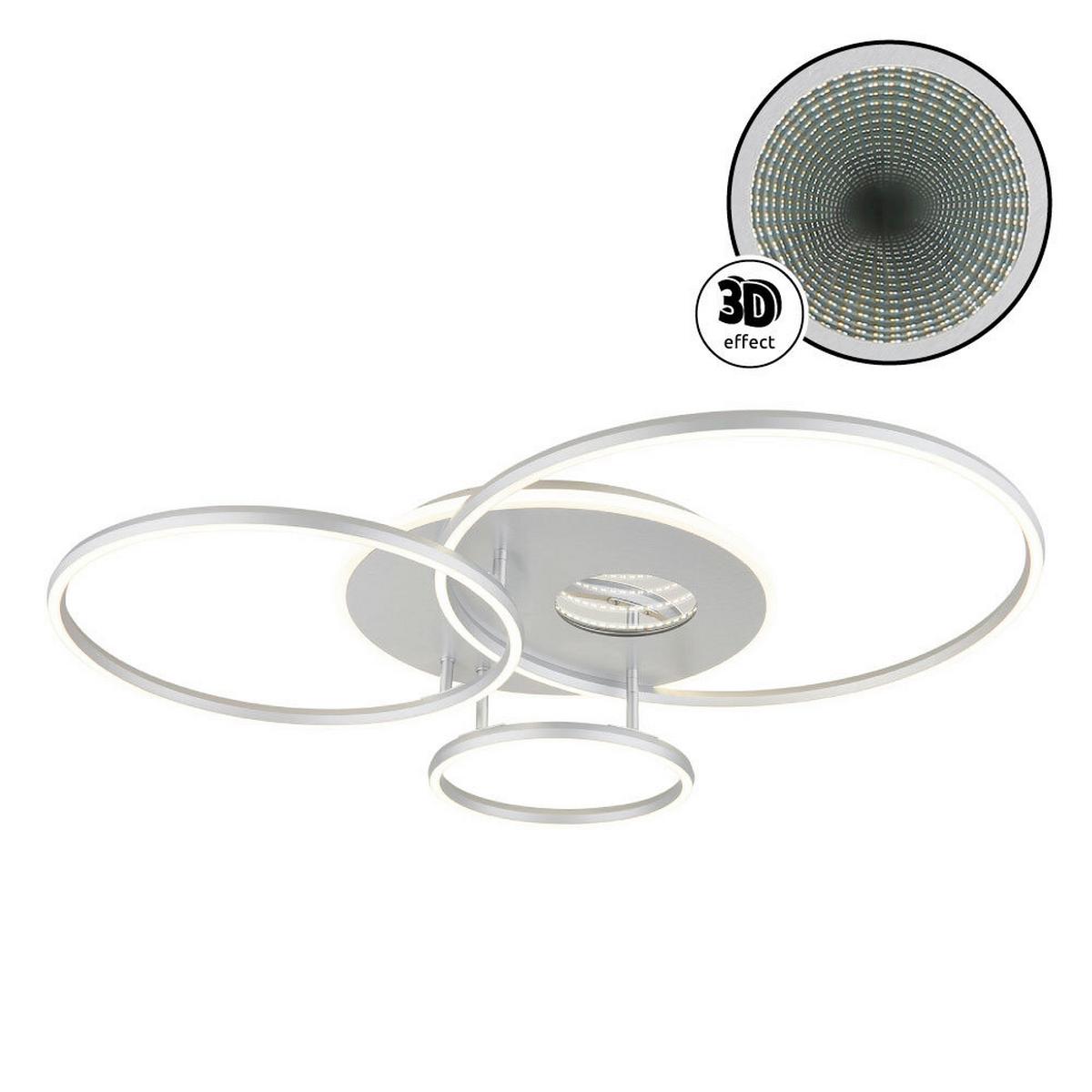 Led Stropna Svjetiljka Invertina - bijela/srebrne boje, Design, metal/plastika (90/70/13cm) - Globo