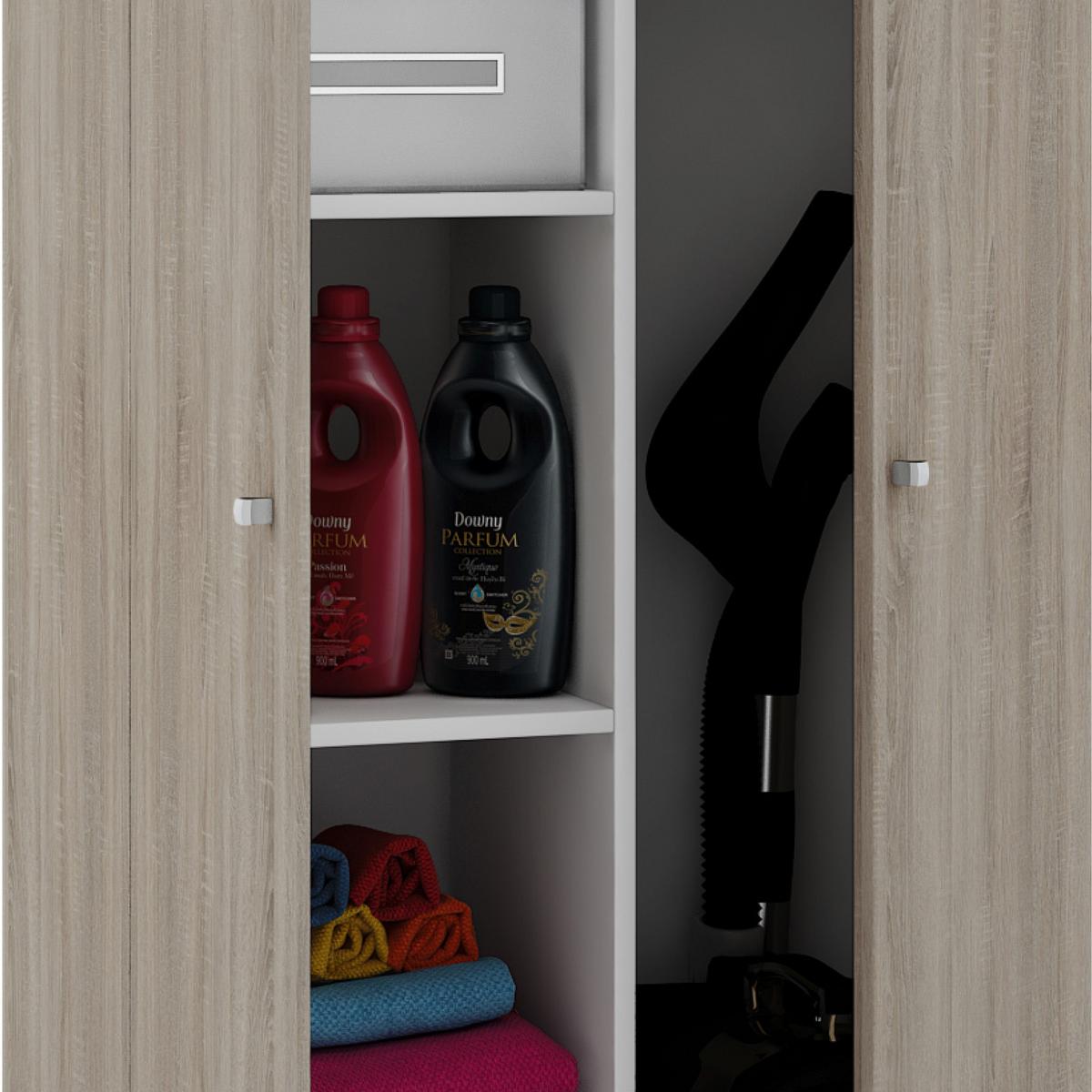 Mehrzweckschrank Vandol ca. 70x178x40 cm Eichefarben - Eichefarben/Silberfarben, Basics, Holzwerkstoff/Kunststoff (70/178/40cm) - MID.YOU