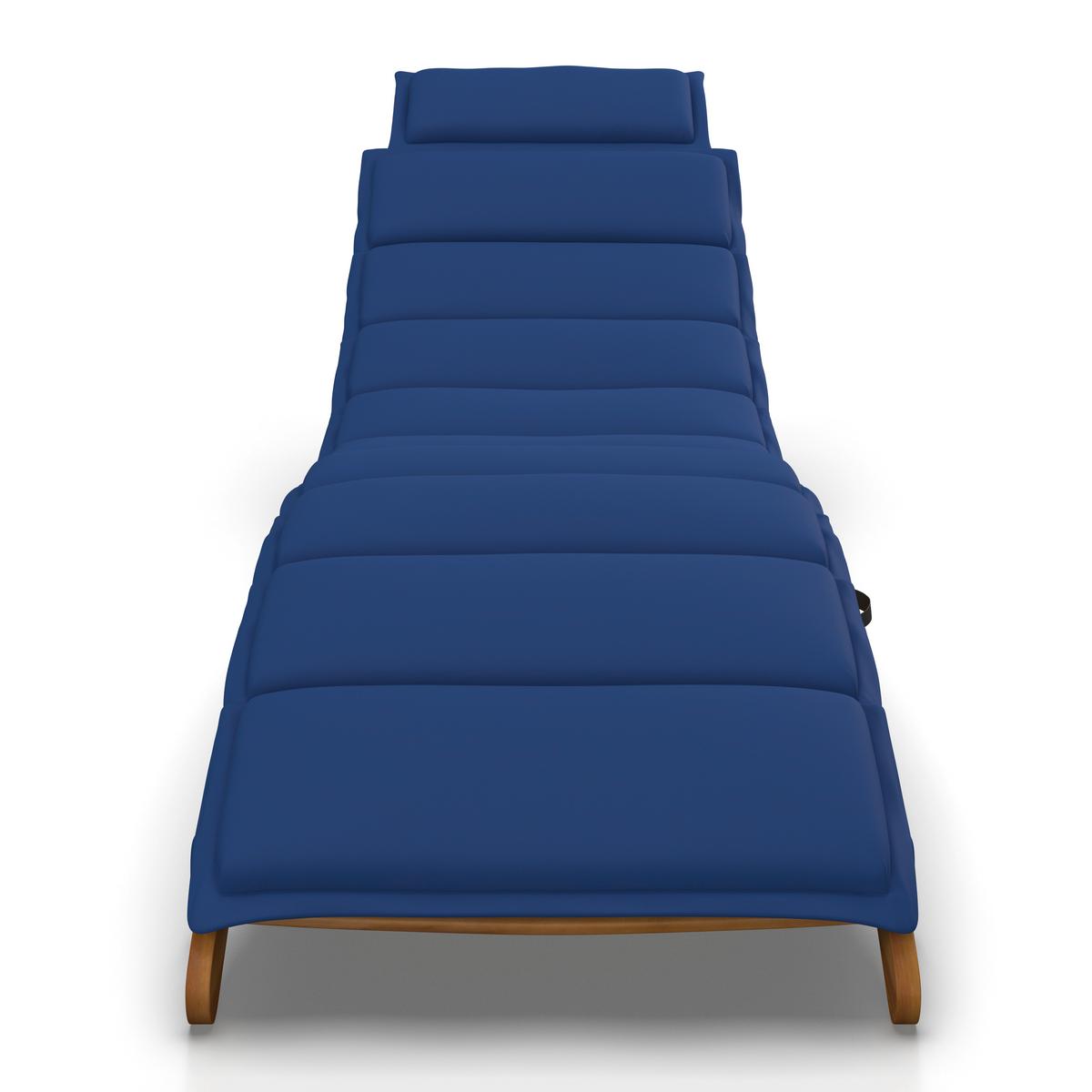 Gartenliege Bora Dunkelblau Akazie/Outdoorstoff - Dunkelblau, MODERN, Holz/Textil (180/54/62cm) - Bessagi Garden