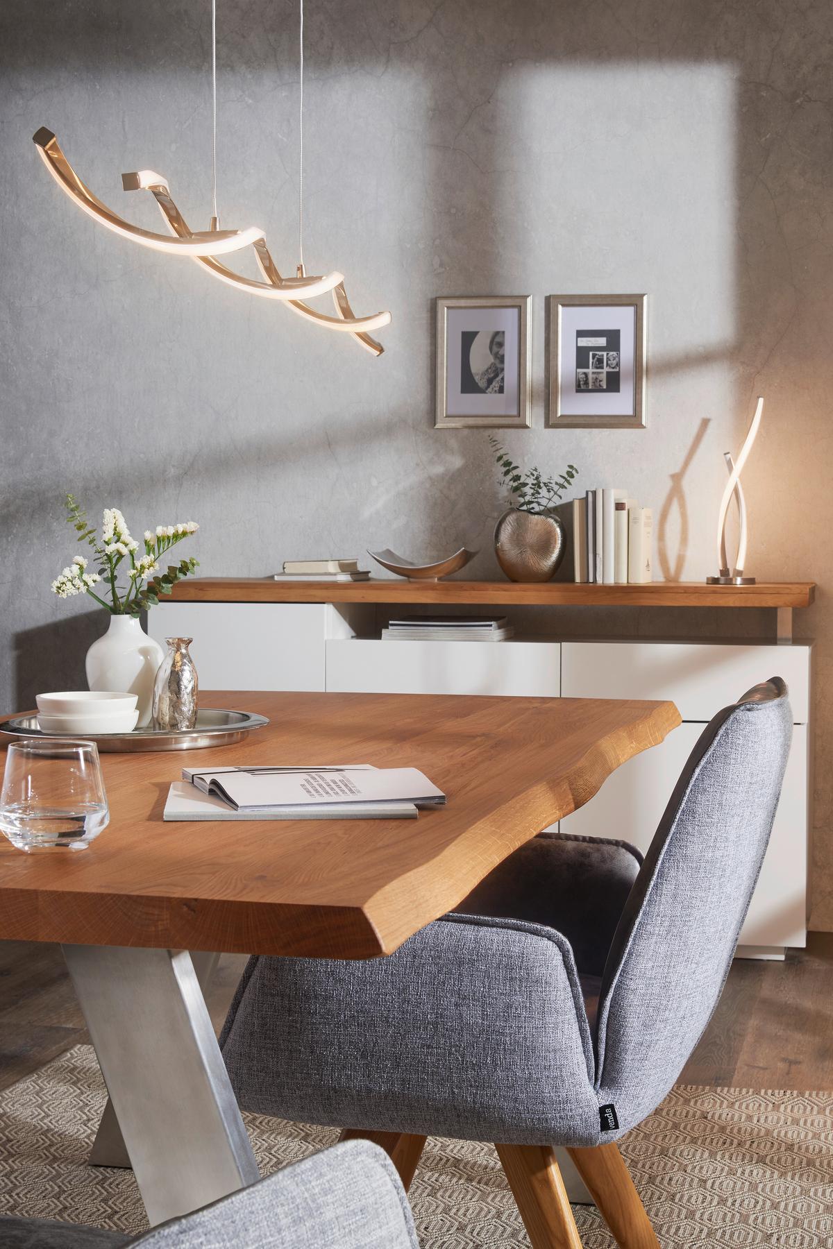LAMPA WISZĄCA LED 9142-55 POLINA - kolor niklowy, Design, metal (110/8/140cm) - Paul Neuhaus