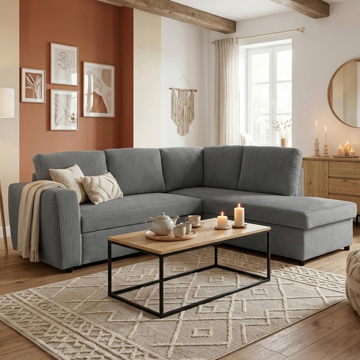 Coltar TOULOUSE - antracit, Trend, lemn/metal (224/206cm)