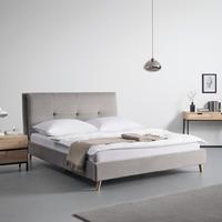 Kárpitozott Ágykeret Camilla - világosszürke, Modern, faalapú anyag/textil (180/200cm) - Bessagi Home