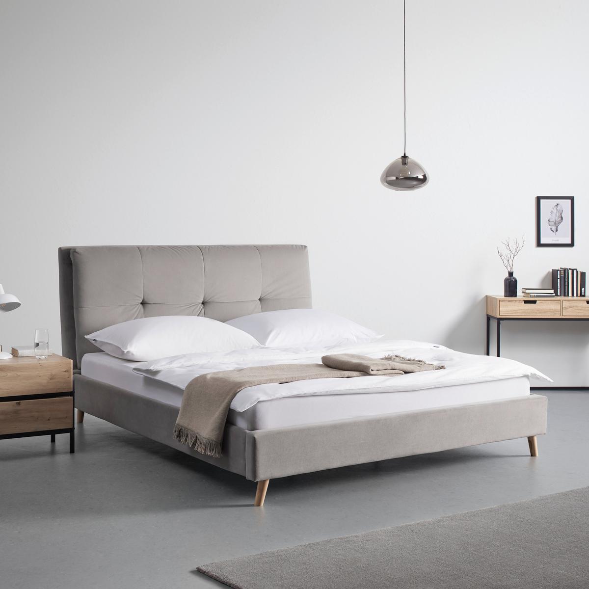 Kárpitozott Ágykeret Camilla - világosszürke, Modern, faalapú anyag/textil (180/200cm) - Bessagi Home