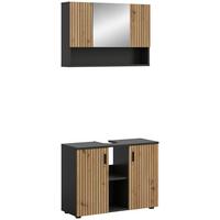 Badezimmer Mone - Schwarz/Eiche Artisan, Basics, Holzwerkstoff/Kunststoff (80/189/30cm) - MID.YOU