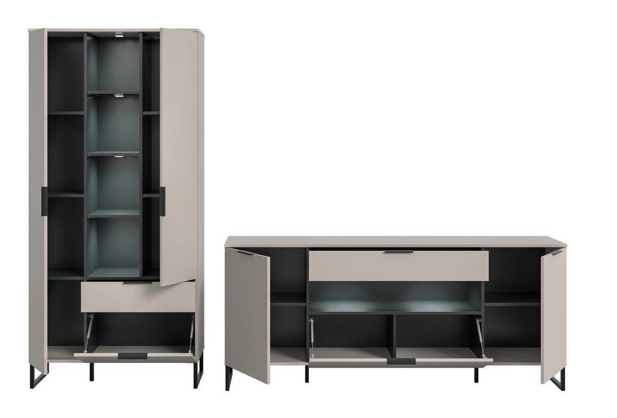 Dnevni Regal Noida, Kašmir, Črna, Osvetlitev, 2-Delni - kašmir/črna, Design, kovina/leseni material (290/192/41cm) - Livetastic