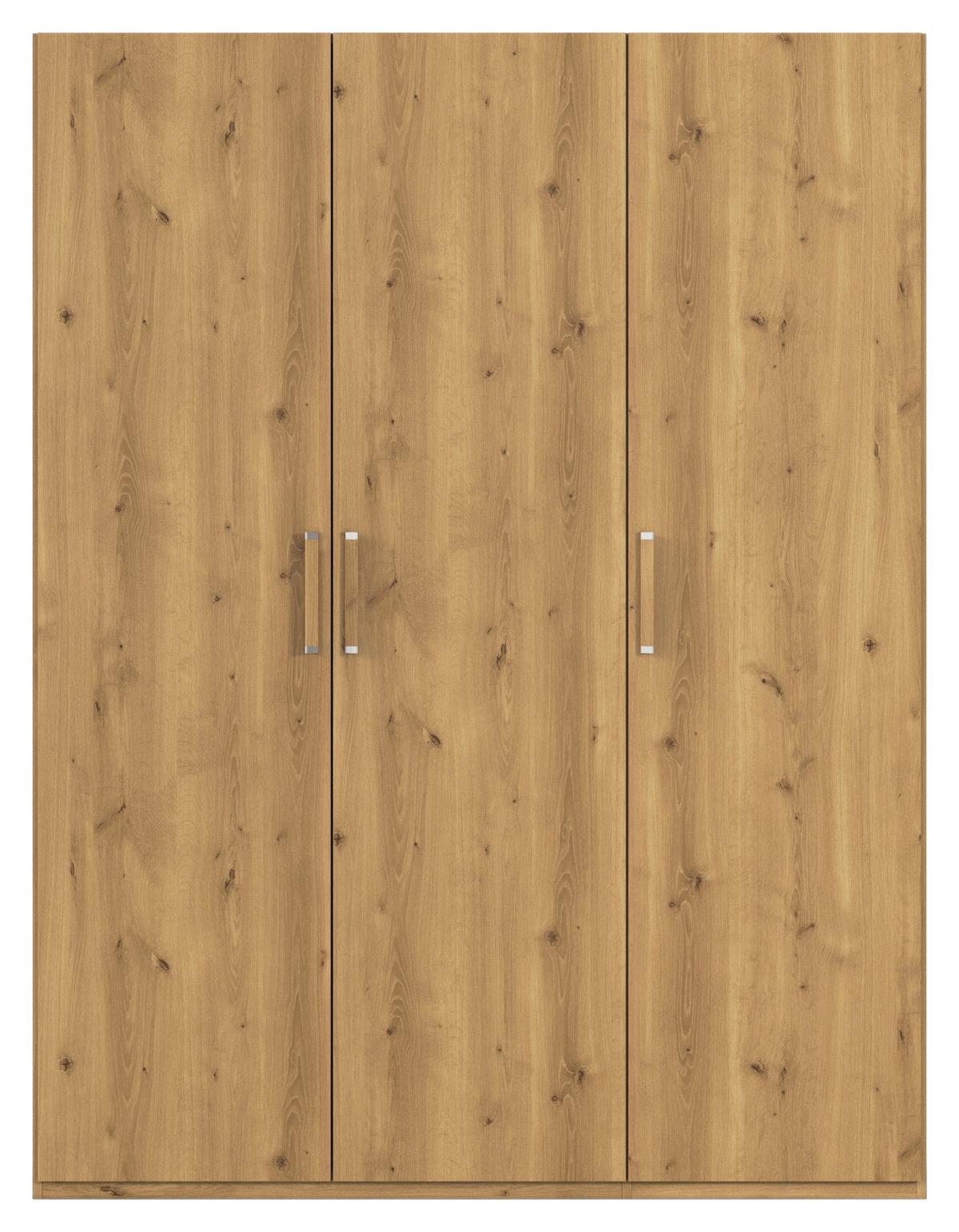 Omara S Klasičnimi Vrati Evelyn, Barva Hrasta - srebrne barve/barve hrasta, Design, umetna masa/leseni material (151/197/60cm) - Novel