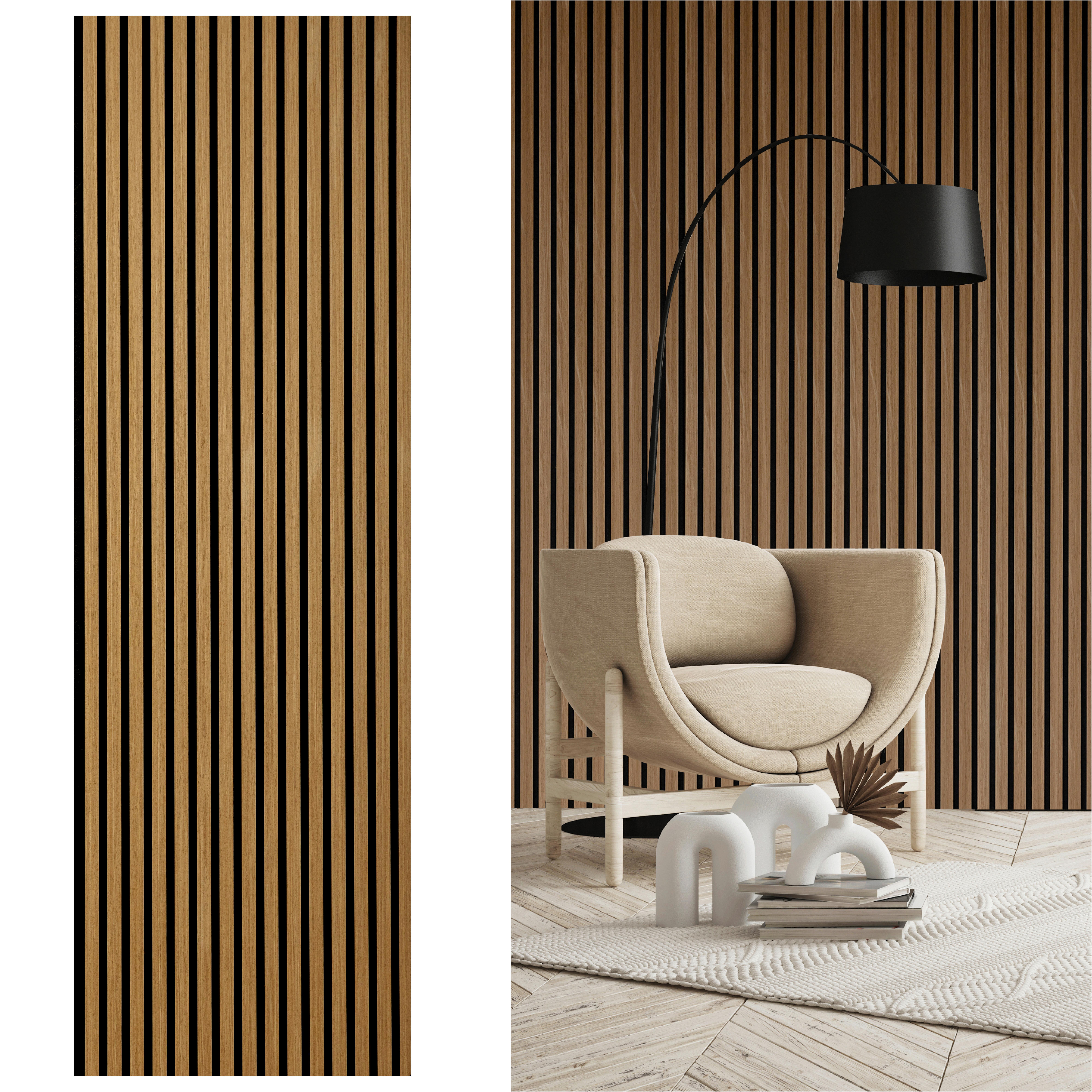 Akustikpaneel Eiche - Eichefarben, Basics, Holz/Holzwerkstoff (56/244/1.8cm) - Novel