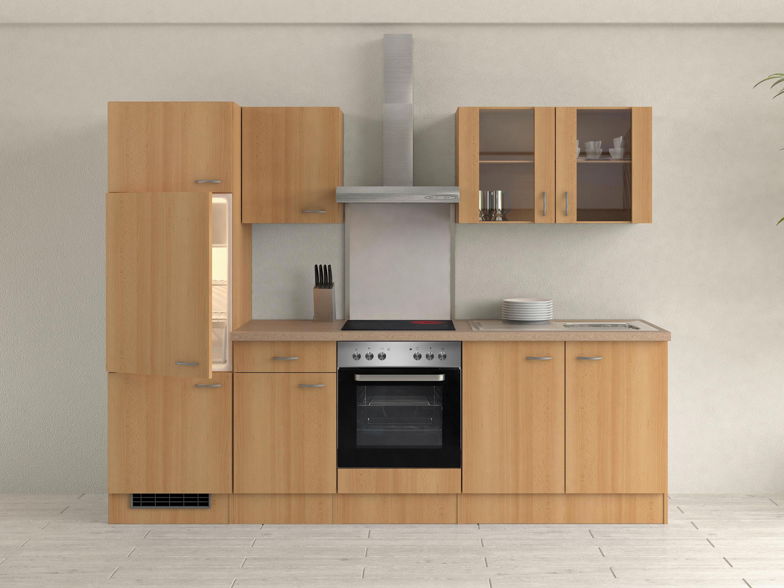 Kuhinjski Blok Nano 270-2207-003 - boje oplemenjenog čelika/bež, Modern, staklo/drvni materijal (270cm) - MID.YOU