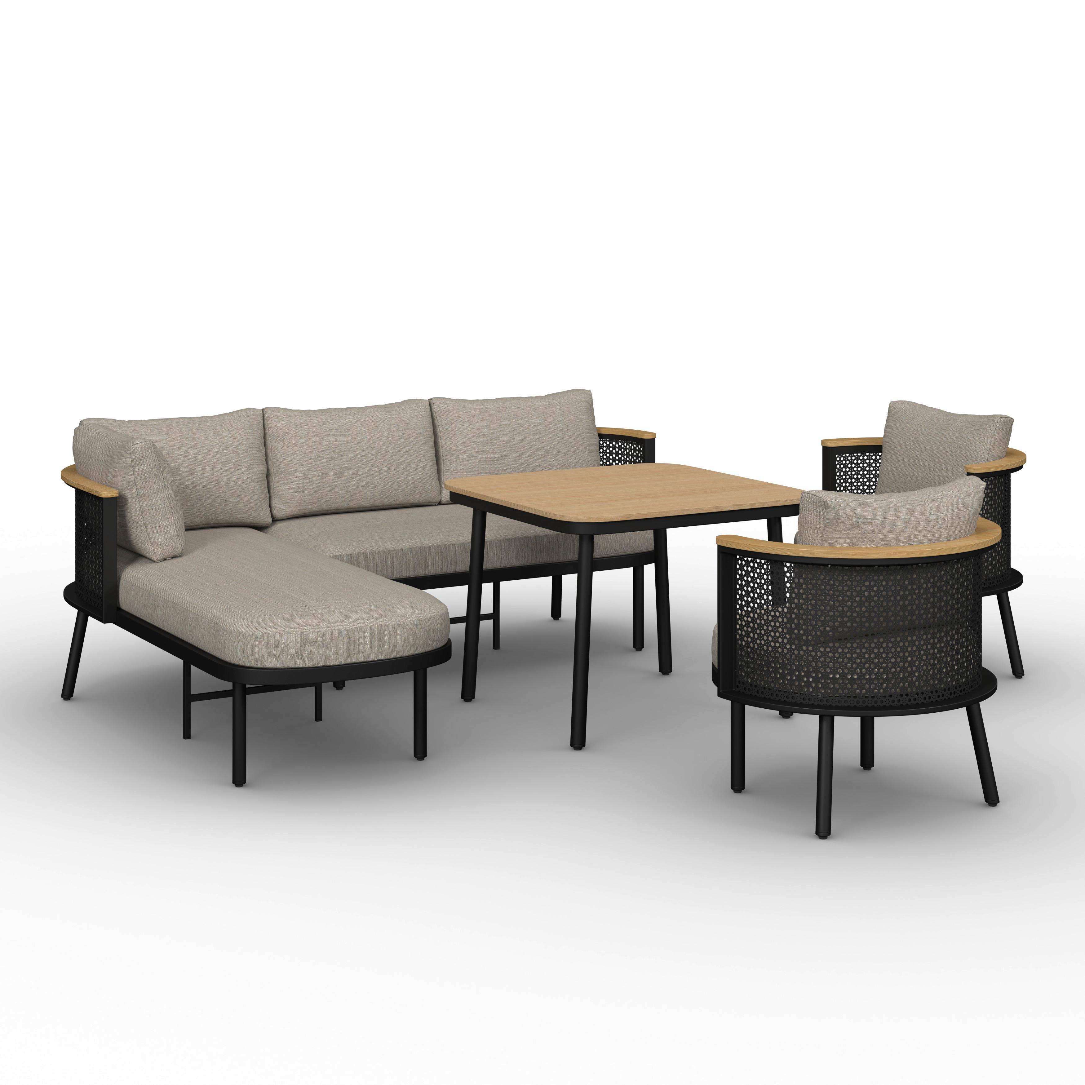 Jedilna Lounge Garnitura Lissa, Rjava, 5-Delno - barve hruške/temno siva, Moderno, kovina/umetna masa - Bessagi Garden