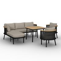 Jedilna Lounge Garnitura Lissa, Rjava, 5-Delno - barve hruške/temno siva, Moderno, kovina/umetna masa - Bessagi Garden