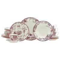 Serviciu de masă Adelaide 20/1 - alb/bordo, Basics, ceramică - Creatable