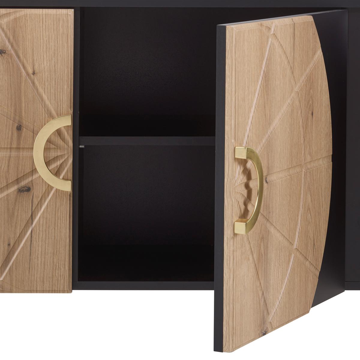 Lowboard Hong Kong Schwarz/Eiche/Goldfarben - Goldfarben/Schwarz, LIFESTYLE, Holzwerkstoff/Metall (160/71,9/37,5cm) - Mömax