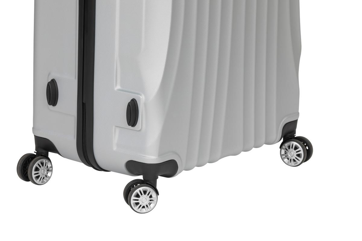 ZESTAW WALIZEK PODRÓŻNYCH CHICAGO - kolor srebrny, Trend, tworzywo sztuczne/metal - Novel