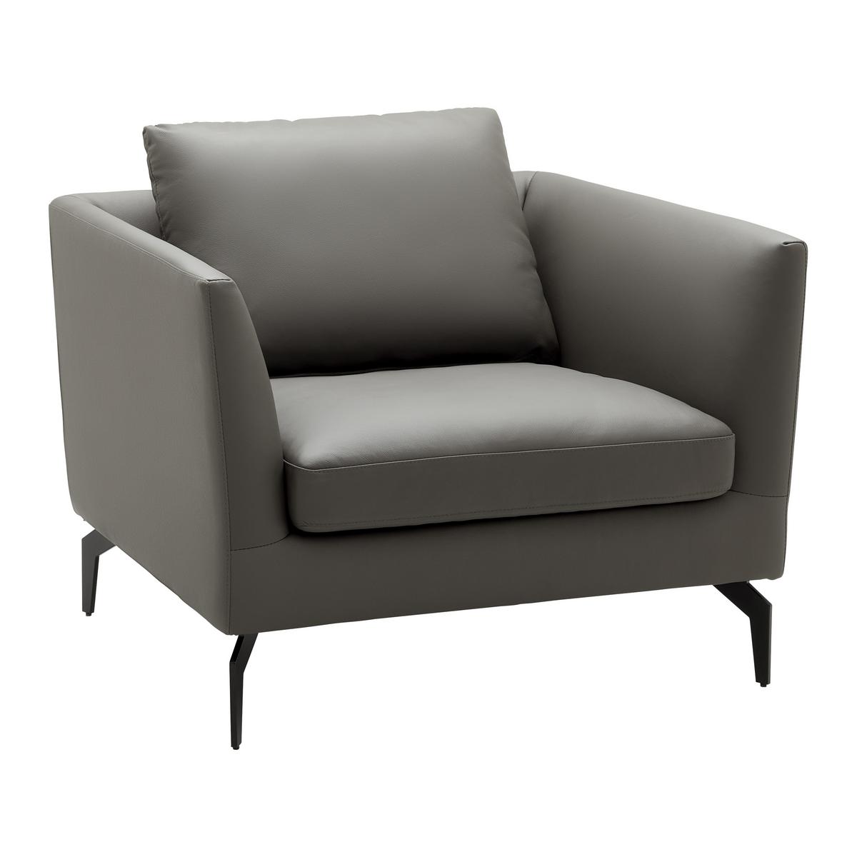 Naslanjač Chesterfield Bella, Usnjen - siva/črna, Moderno, kovina/tekstil (95/78/90cm) - Bessagi Home