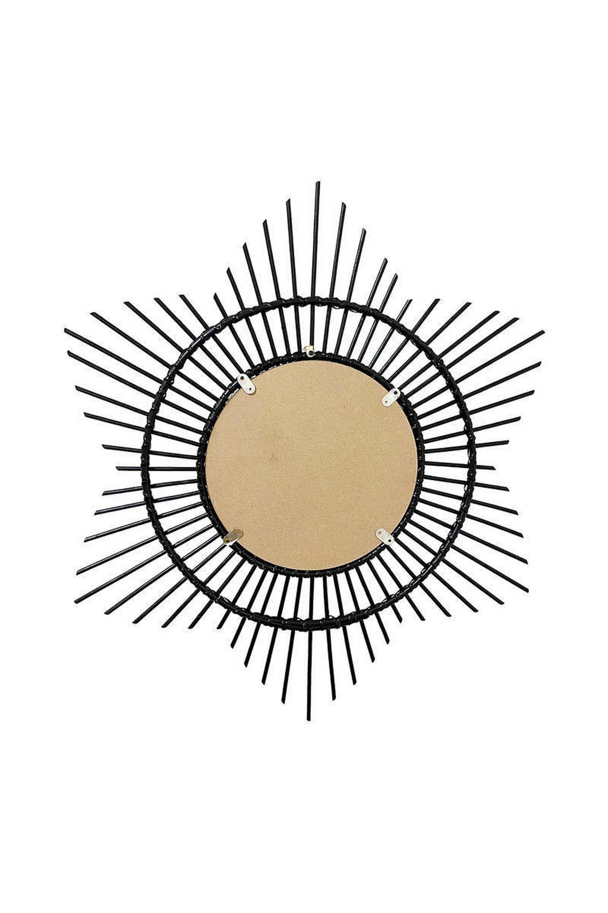 WANDSPIEGEL RATTAN SPIEGEL AINA 435 - Schwarz, Trend, Glas/Holz (70/70/2cm) - Kayoom