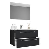 Kopalnica Badinos, Črna - črna/bela, Moderno, kovina/leseni material (80cm) - MID.YOU