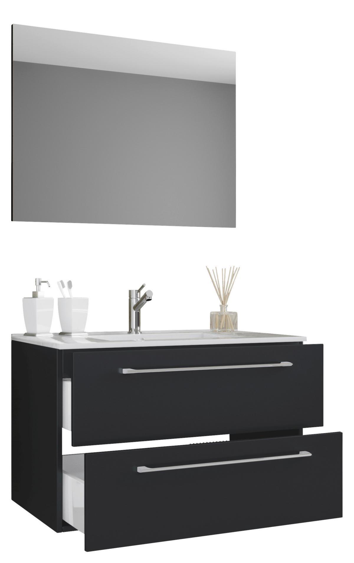 Kopalnica Badinos, Črna - črna/bela, Moderno, kovina/leseni material (80cm) - MID.YOU