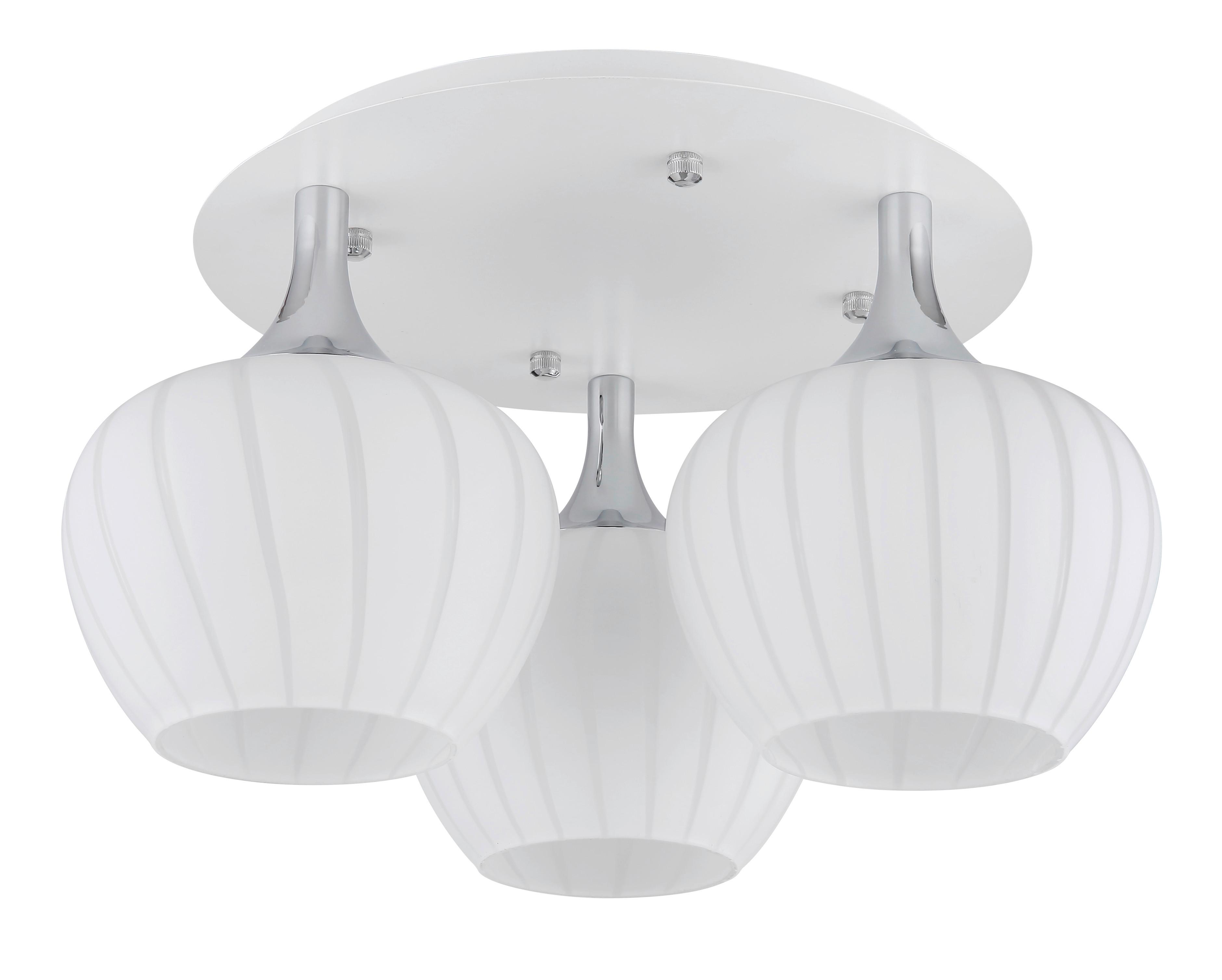 DECKENLEUCHTE 15548-3DW - Chromfarben/Opal, Konventionell, Glas/Metall (45/25,5cm) - Globo