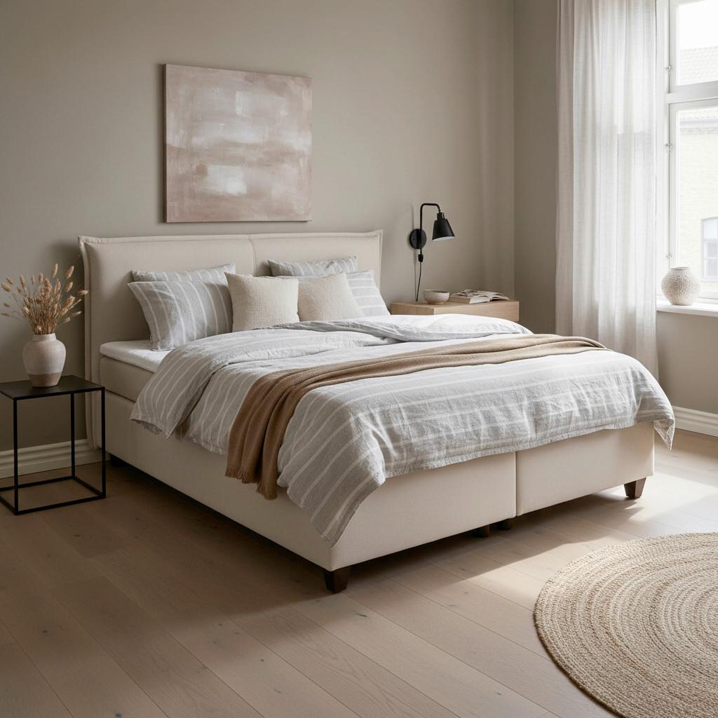 Postelja Boxspring Rinaldo, Bež, Z Nadvložkom, 180x200 - črna/bež, Moderno, umetna masa/tekstil (180/200cm) - Bessagi Home