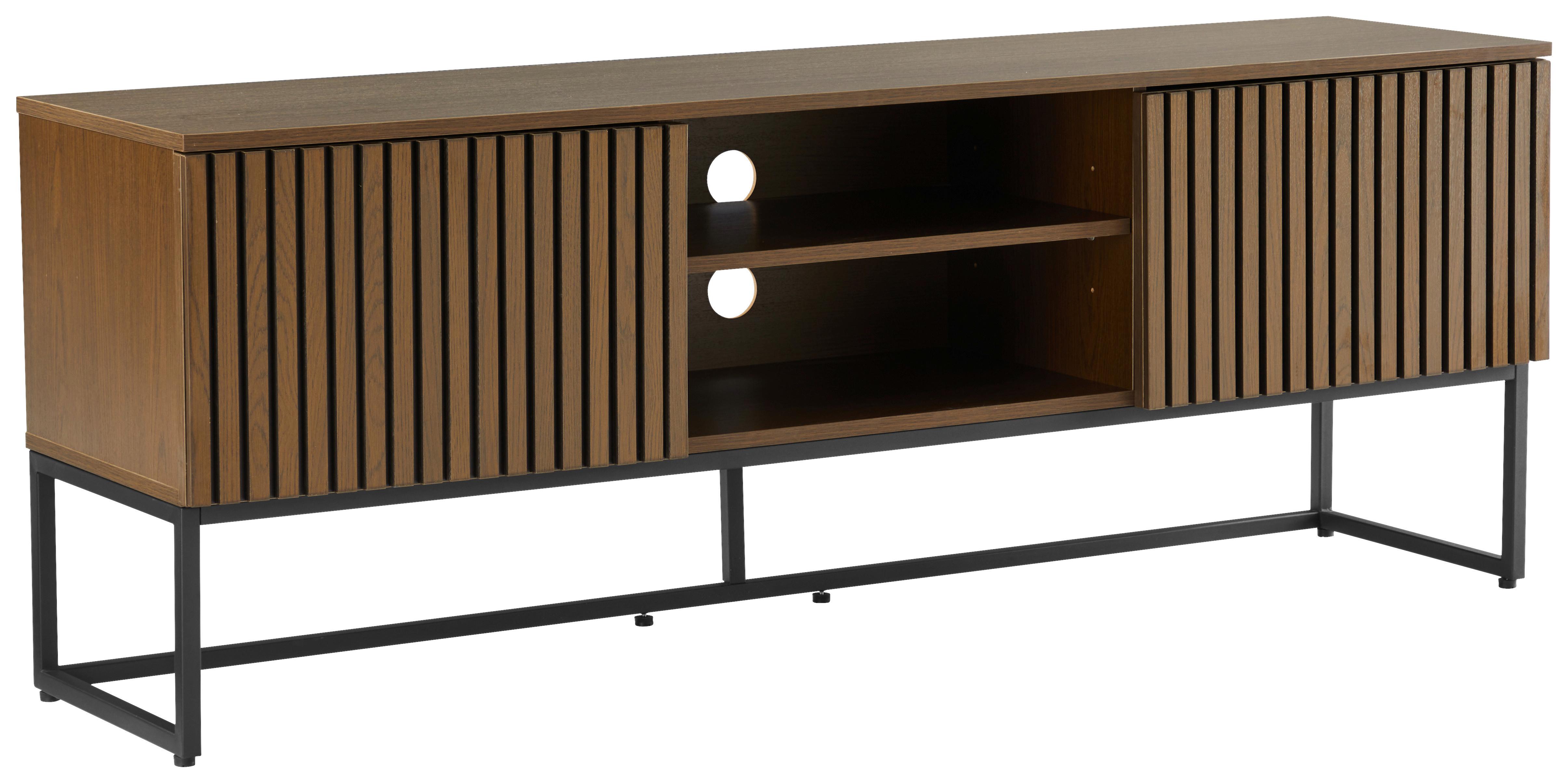 KOMODA NISKA BUENO - kolor ciemnego dębu/czarny, Modern, materiał drewnopochodny/metal (160/60/40cm) - Xora