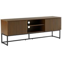 KOMODA NISKA BUENO - kolor ciemnego dębu/czarny, Modern, materiał drewnopochodny/metal (160/60/40cm) - Xora