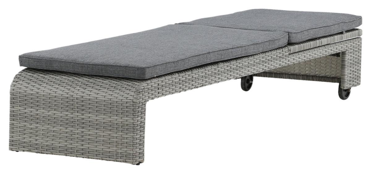Sonnenliege London ca. 60x32x196 cm Grau - Grau, KONVENTIONELL, Kunststoff/Textil (60/32/196cm) - Gardenson