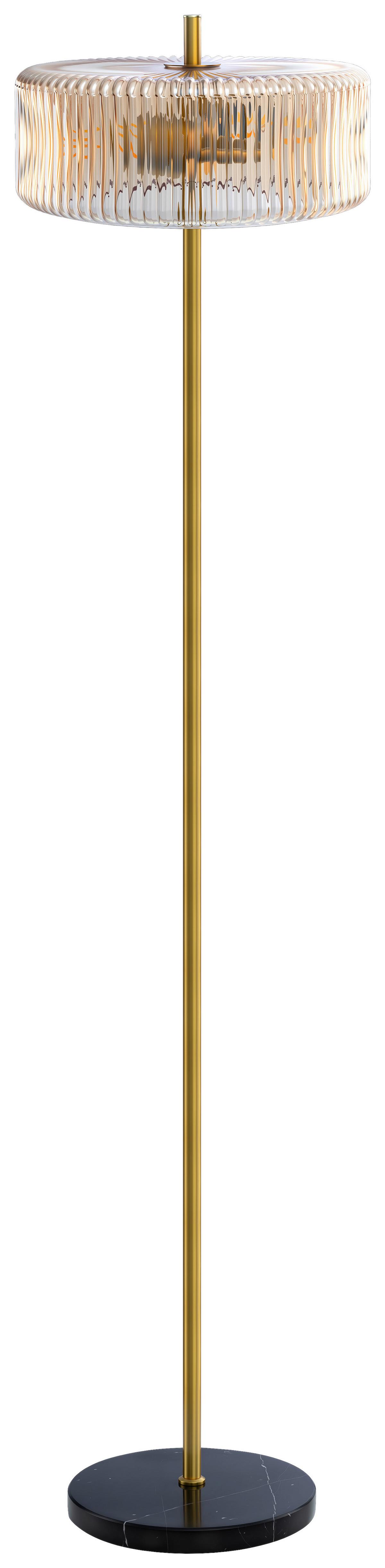 LAMPA STOJĄCA VALENTINA - kolor bursztynowy/kolor złoty, Trend, metal/szkło (30/145cm) - Collett's Monde