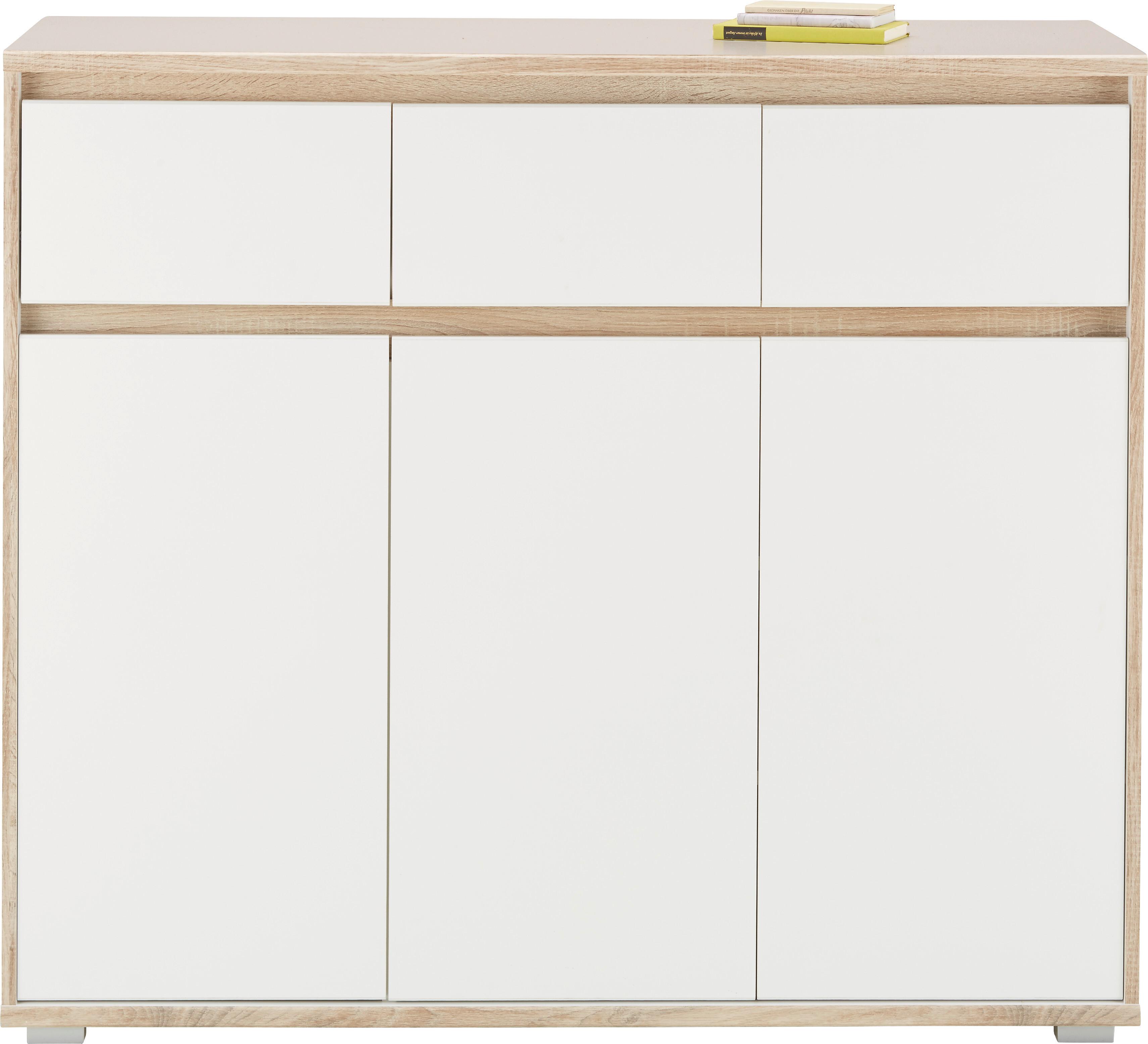 Comodă Pluto - stejar Sonoma/alb, Modern, material pe bază de lemn (118/103/48cm) - Modern Living