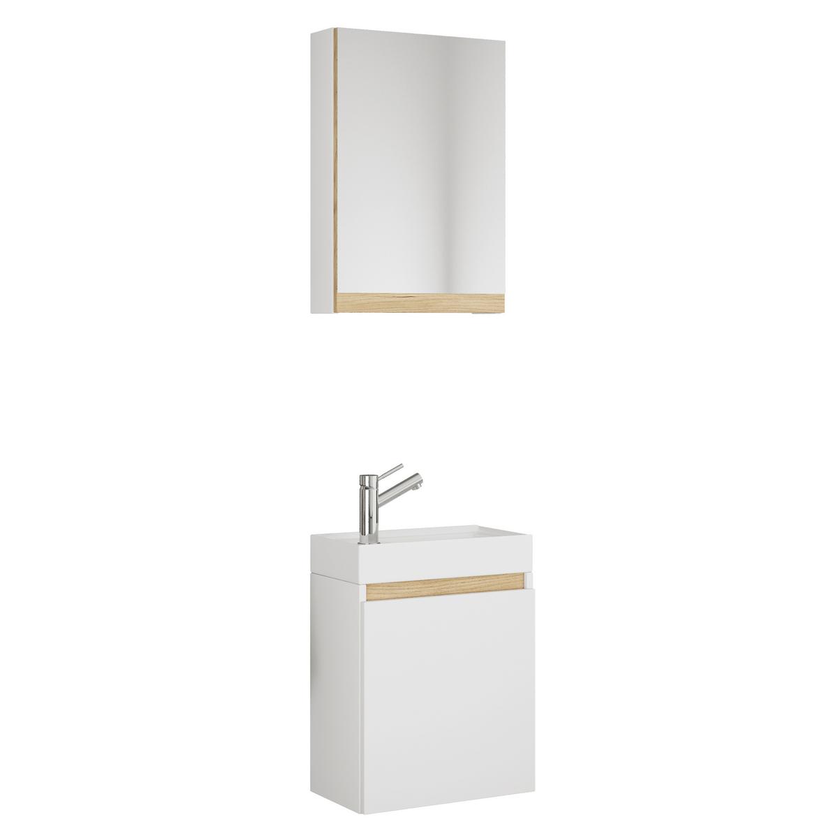 Gästebad Cosila - Honigeiche/Weiss, Trend, Keramik/Holzwerkstoff (41cm) - MID.YOU