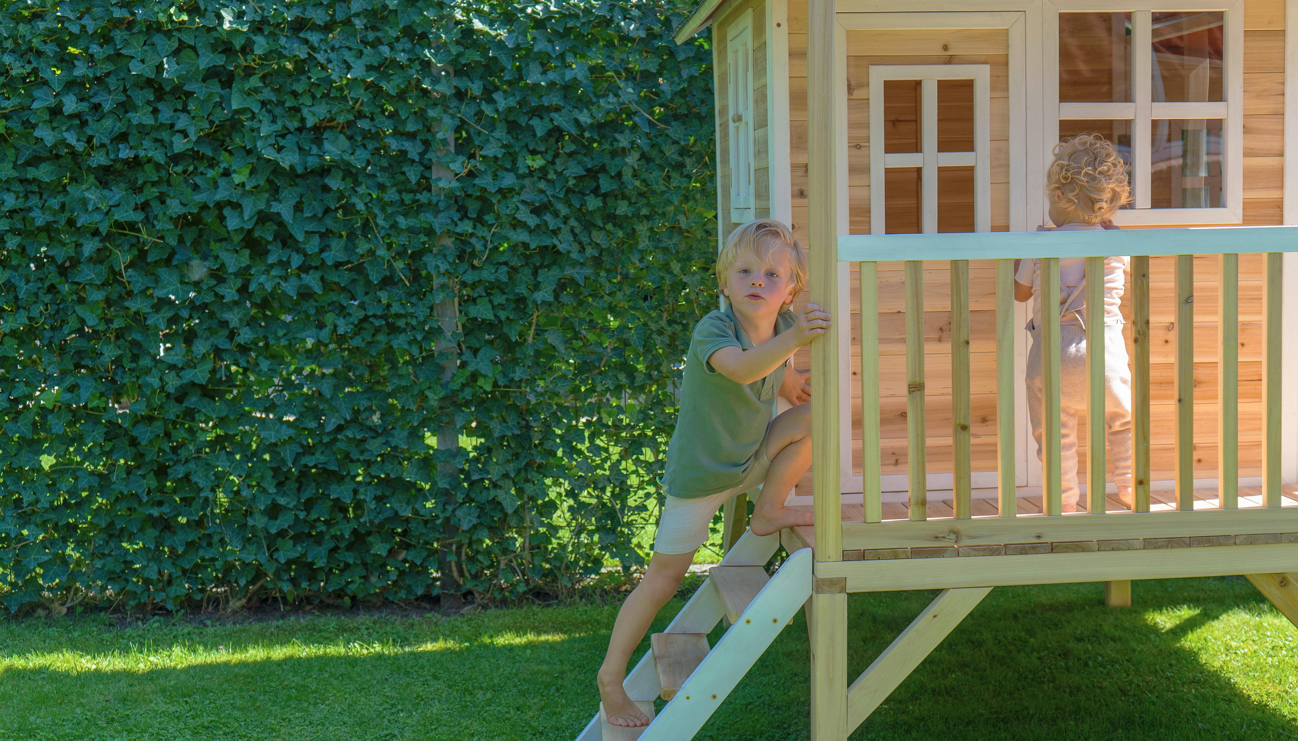 Igralna Hišica Exit Loft 300, Naravne Barve - rdeča/bukev (jedrovina), Konvencionalno, les (369/190/215cm) - EXIT Toys