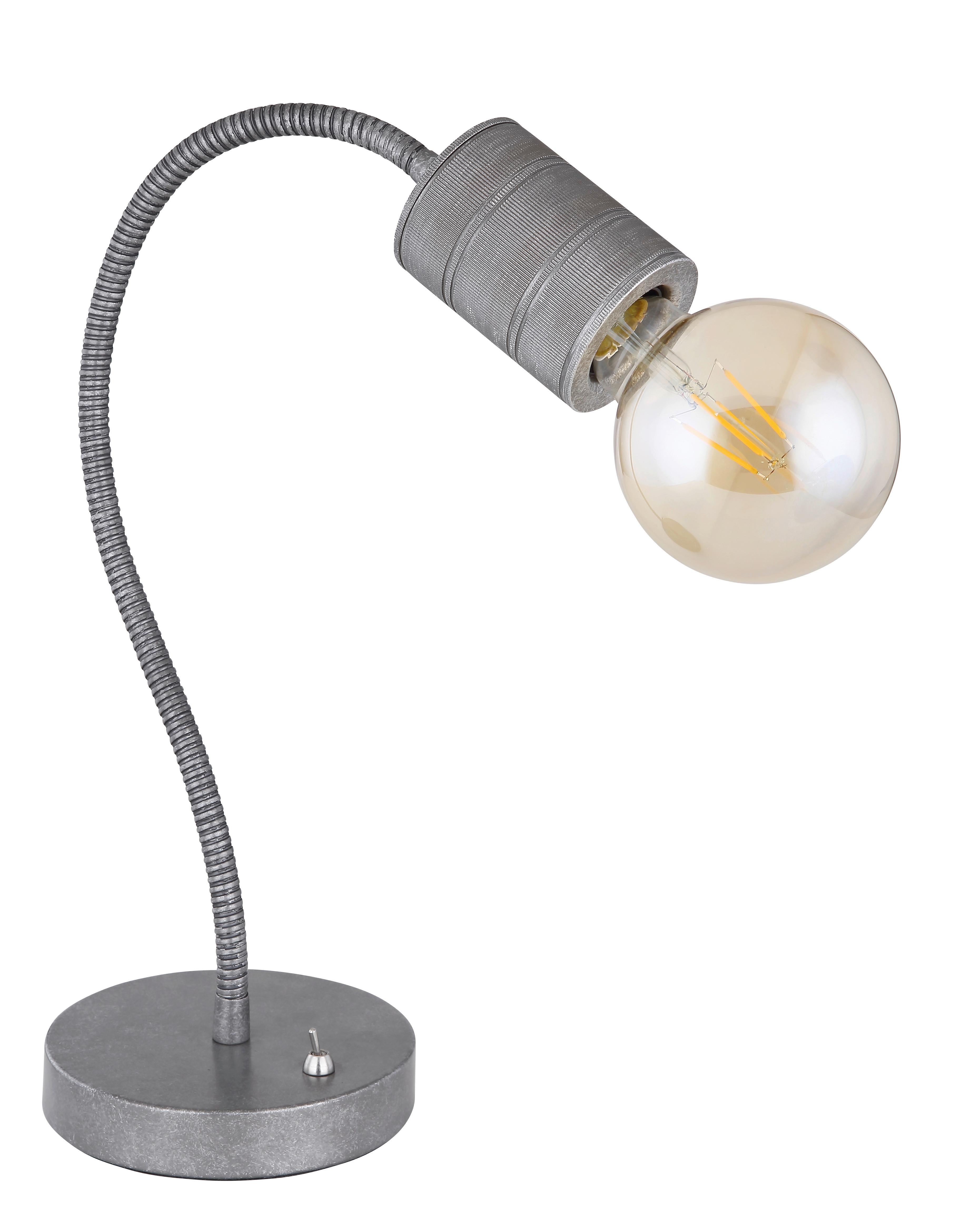 Tischleuchte Freddy in Silberfarben max. 60 Watt - Silberfarben, Basics, Metall (26/14/59cm) - Globo