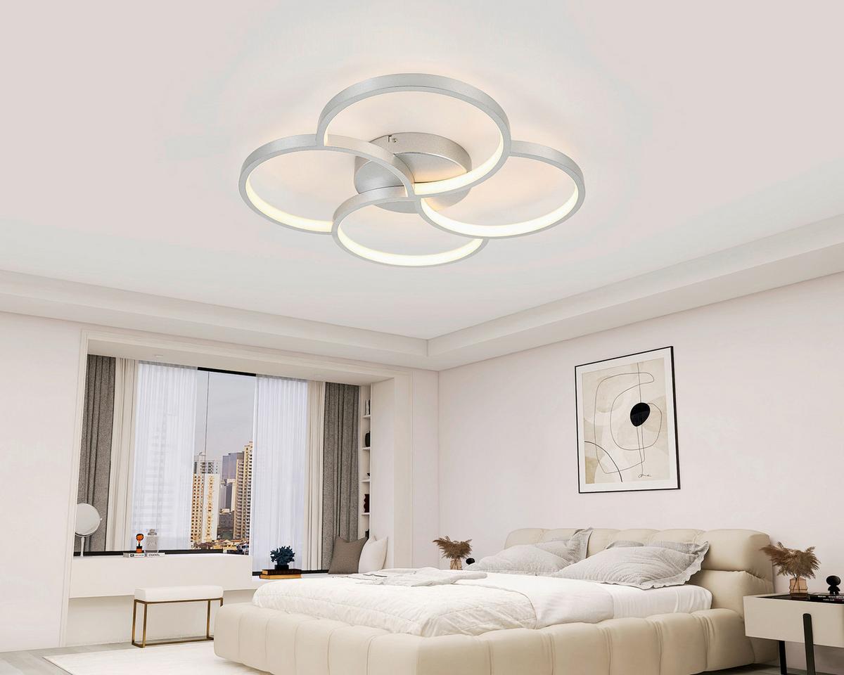 LAMPA SUFITOWA TAINA - kolor srebrny/biały, Trend, tworzywo sztuczne/metal (52/5,5cm) - Novel
