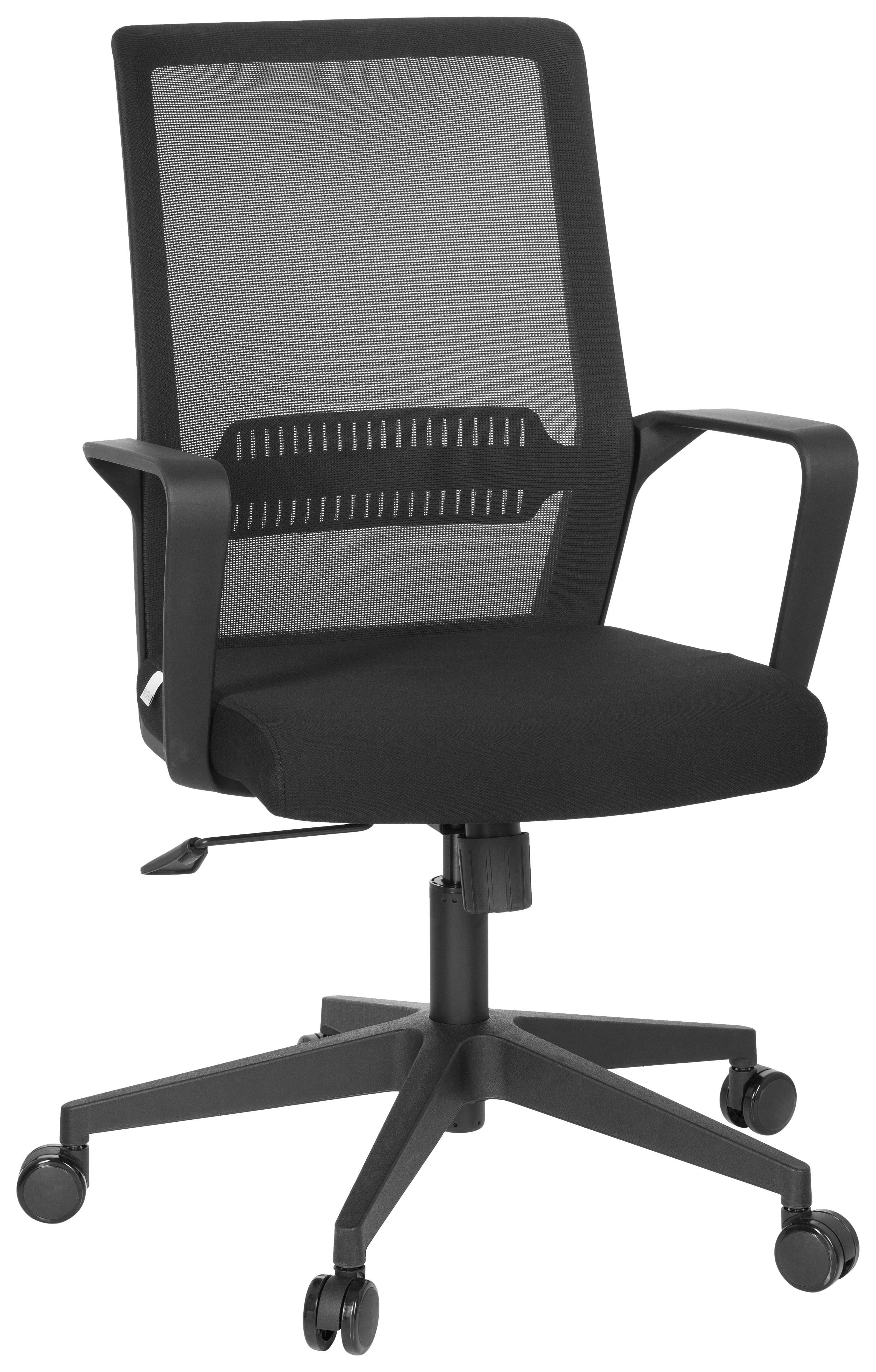 Pisarniški Stol Preston, Črna - črna, Basics, umetna masa/tekstil (58/110/52cm) - MID.YOU