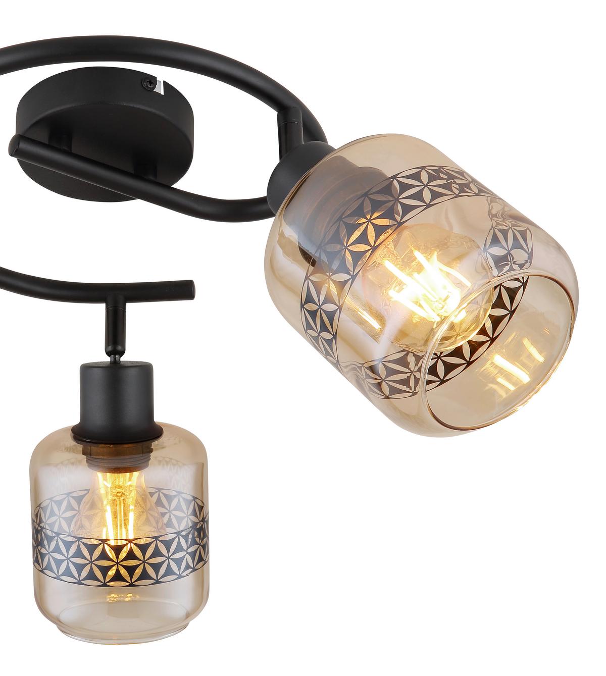 Strahler Lazarus in Schwarz max. 15 Watt - Schwarz, Design, Glas/Metall (25/25cm) - Globo