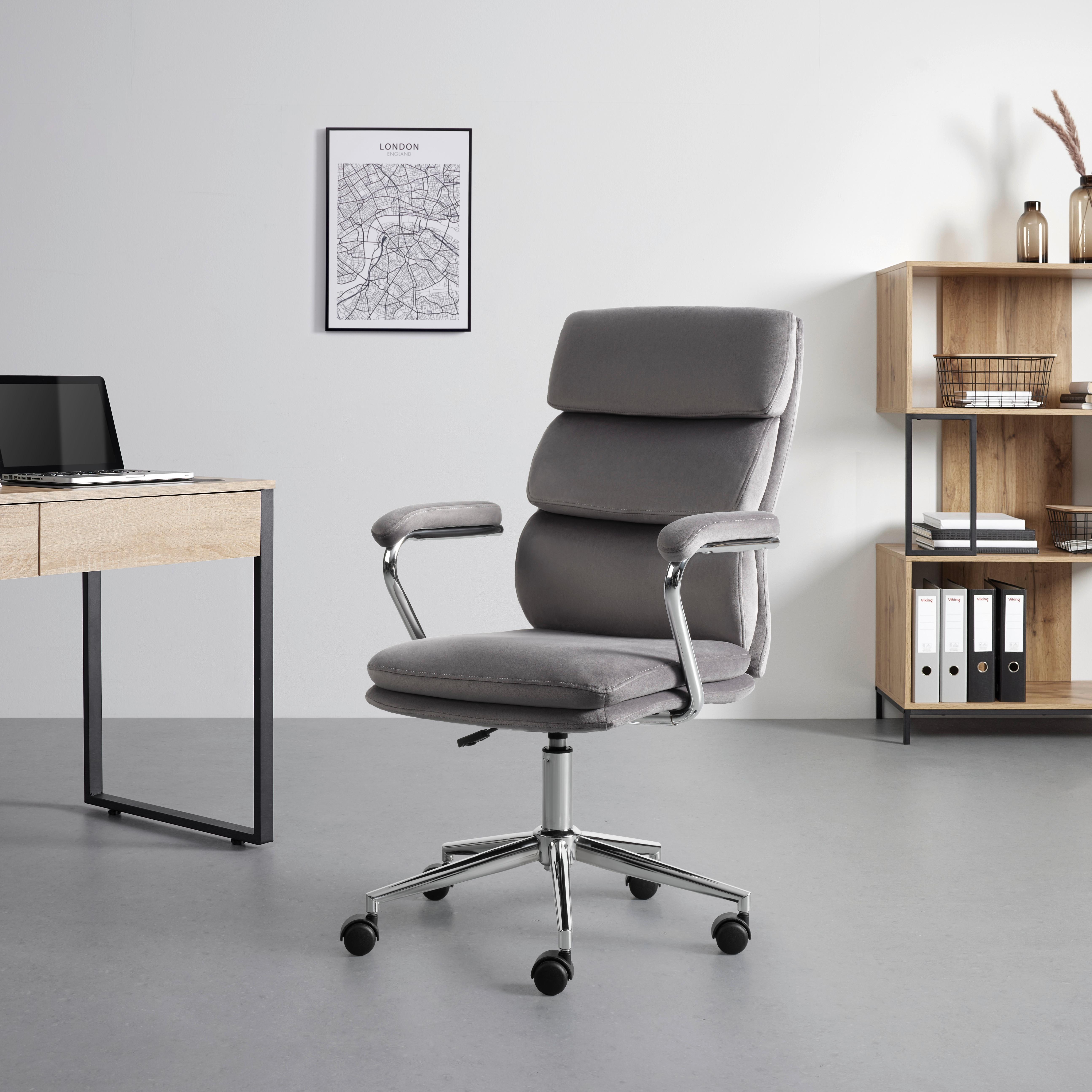 Drehstuhl Nils Grau/Chromfarben - Chromfarben/Grau, MODERN, Kunststoff/Textil (62/101-111/62cm) - Mömax