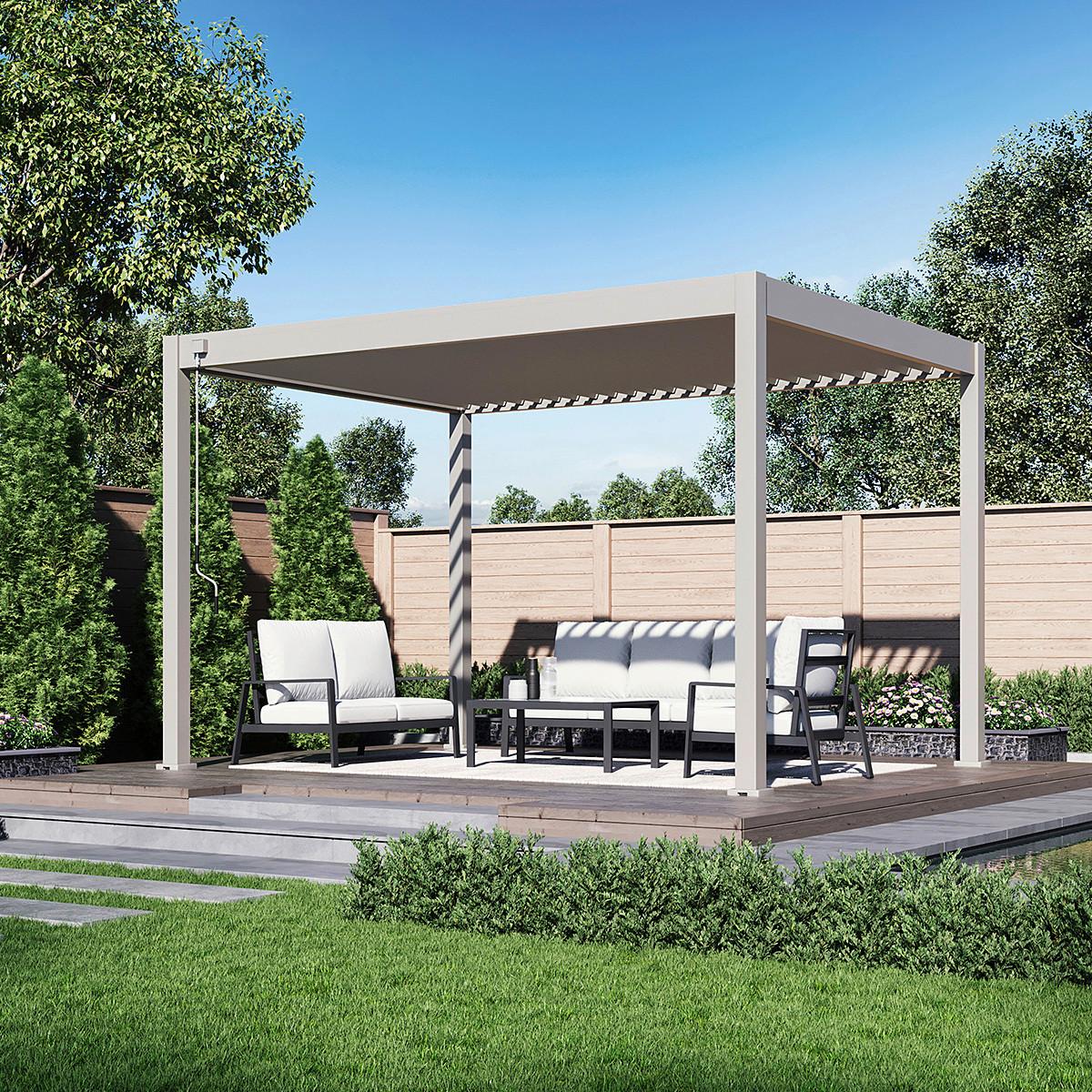 Pergola Superior, Biserna Barva, 3x4m - biserna, Basics, kovina (300/255/400cm) - Gardenson