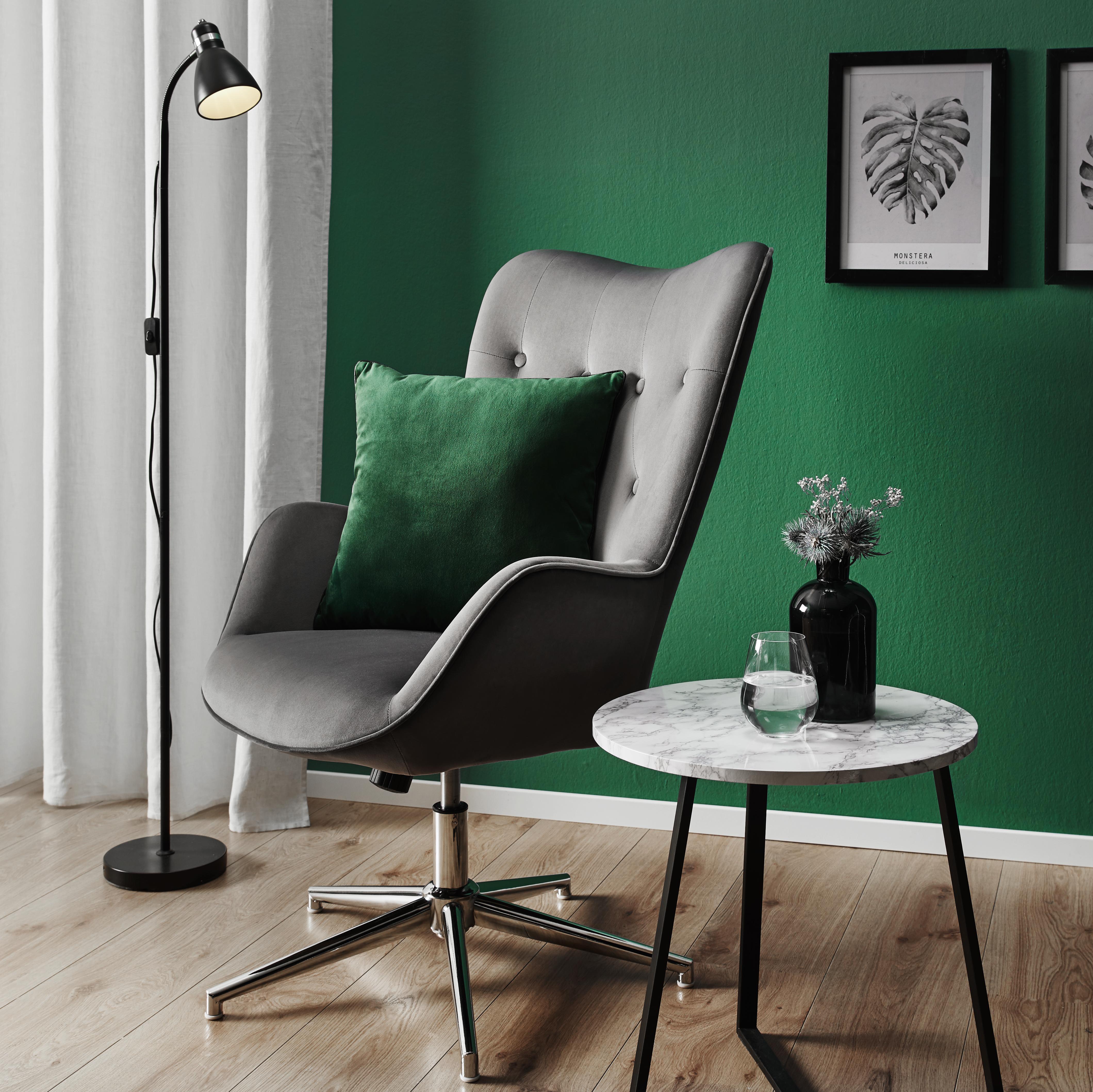 Sessel in Grau 'Adison' - Chromfarben/Dunkelgrau, MODERN, Textil/Metall (66/101-110/74cm) - Bessagi Home