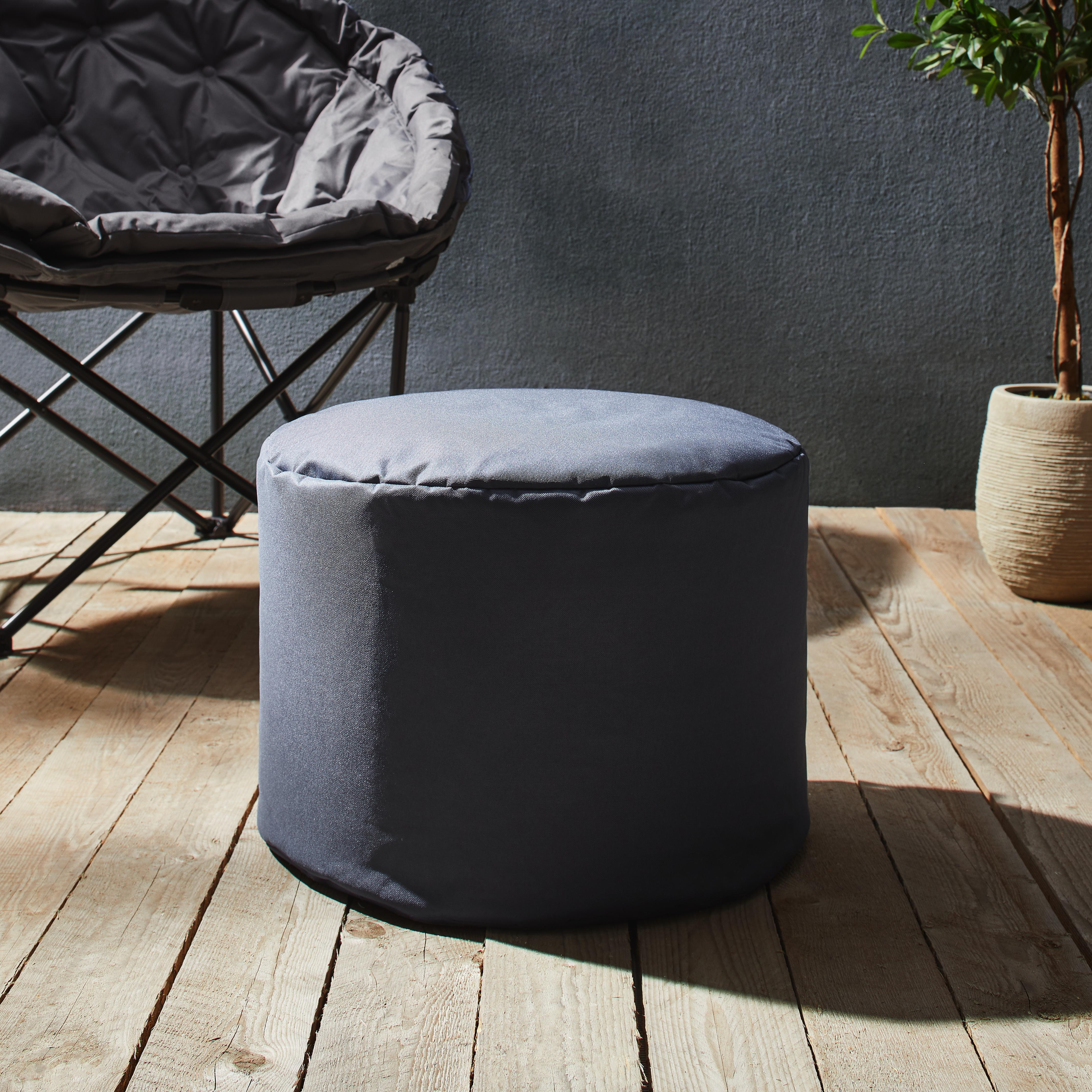 Pouf Lounis Outdoor Ø/H ca.35x50cm in Dunkelgrau - Dunkelgrau, Textil (35/50cm) - Bessagi Garden