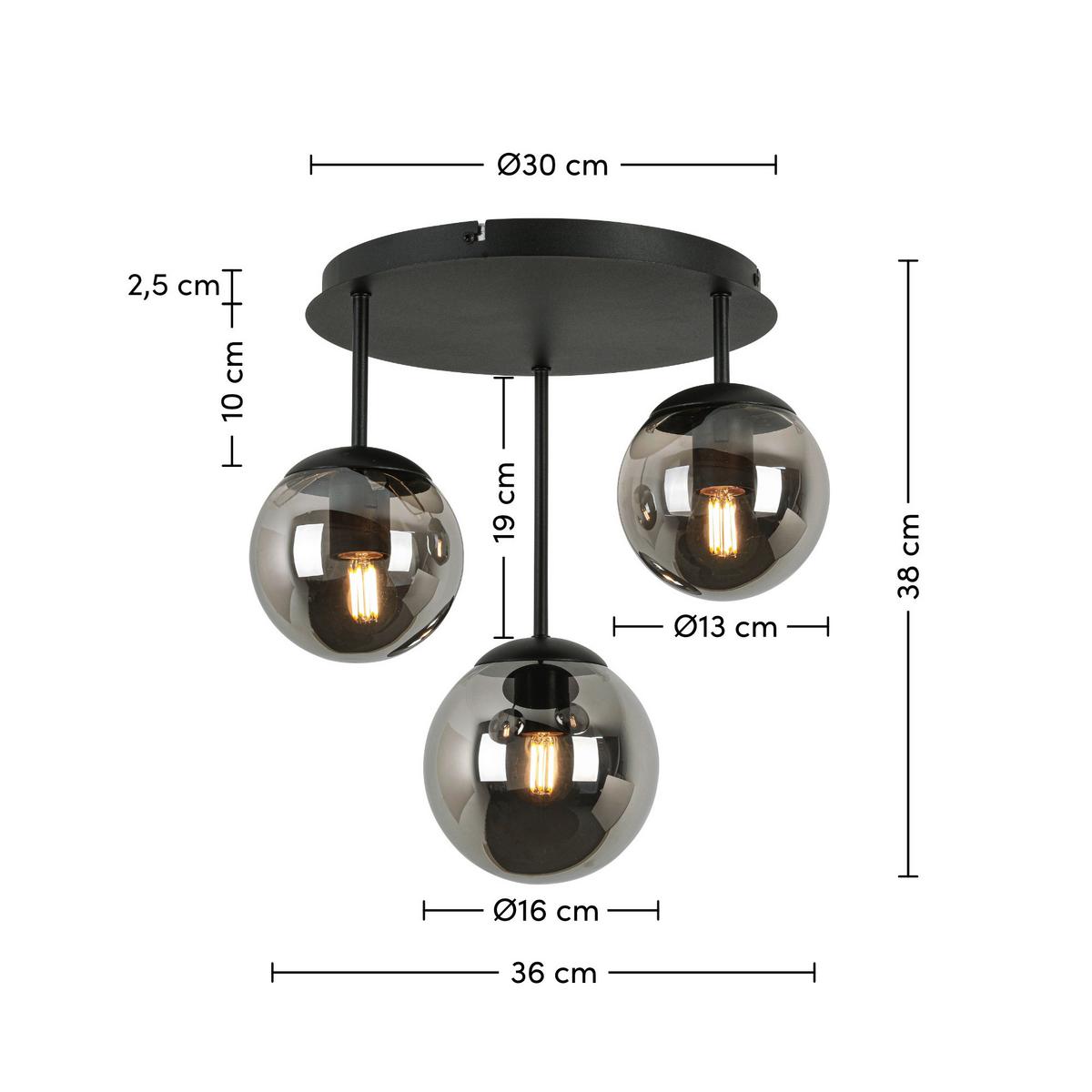 LAMPA SUFITOWA SUSI - czarny/kolor chromowy, Trend, tworzywo sztuczne/metal (35,5/36/38cm) - Novel