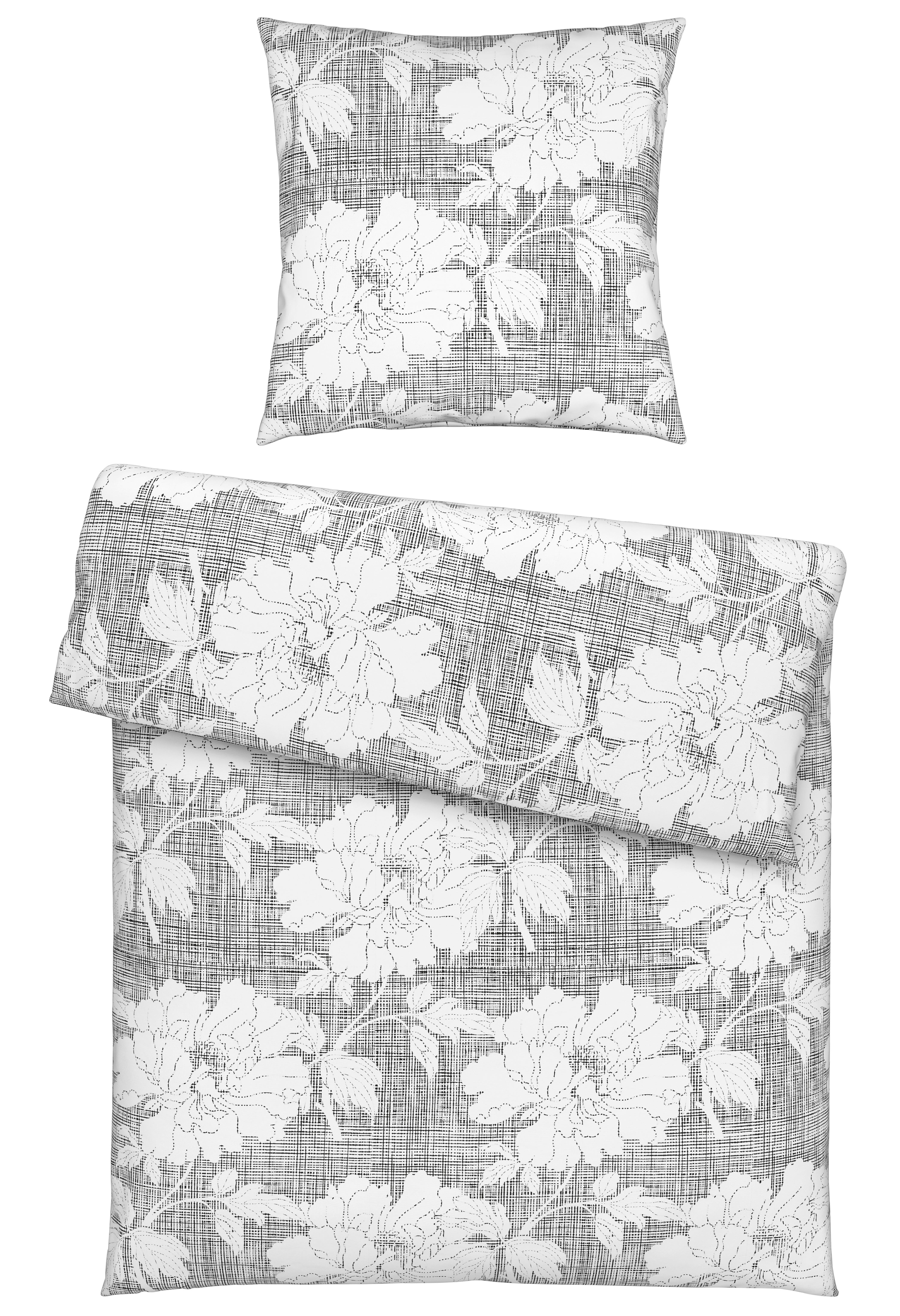 Bettwäsche Gundi Weiß/Schwarz ca. 135x200cm - Schwarz/Weiß, ROMANTIK / LANDHAUS, Textil (135/200cm) - Mömax