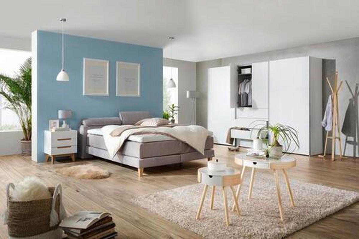 Kombischrank in Polarweiss - Weiss/Alufarben, Konventionell, Holzwerkstoff/Metall (300/216/68cm) - Premium Living