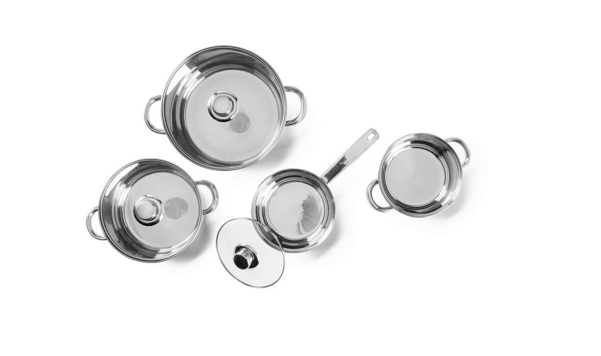 ZESTAW GARNKÓW OLAV - kolor stalowy/przejrzysty, Basics, metal/szkło - Homeware Profession.