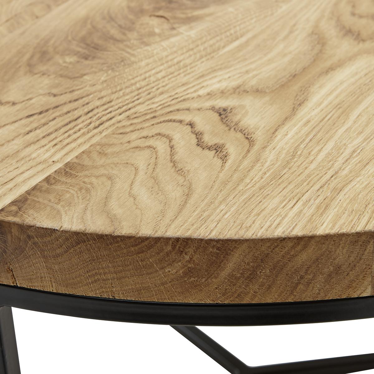 STOLIK KAWOWY VILLACH - kolor dębowy/czarny, Design, metal/drewno (60/60/38cm) - Novel