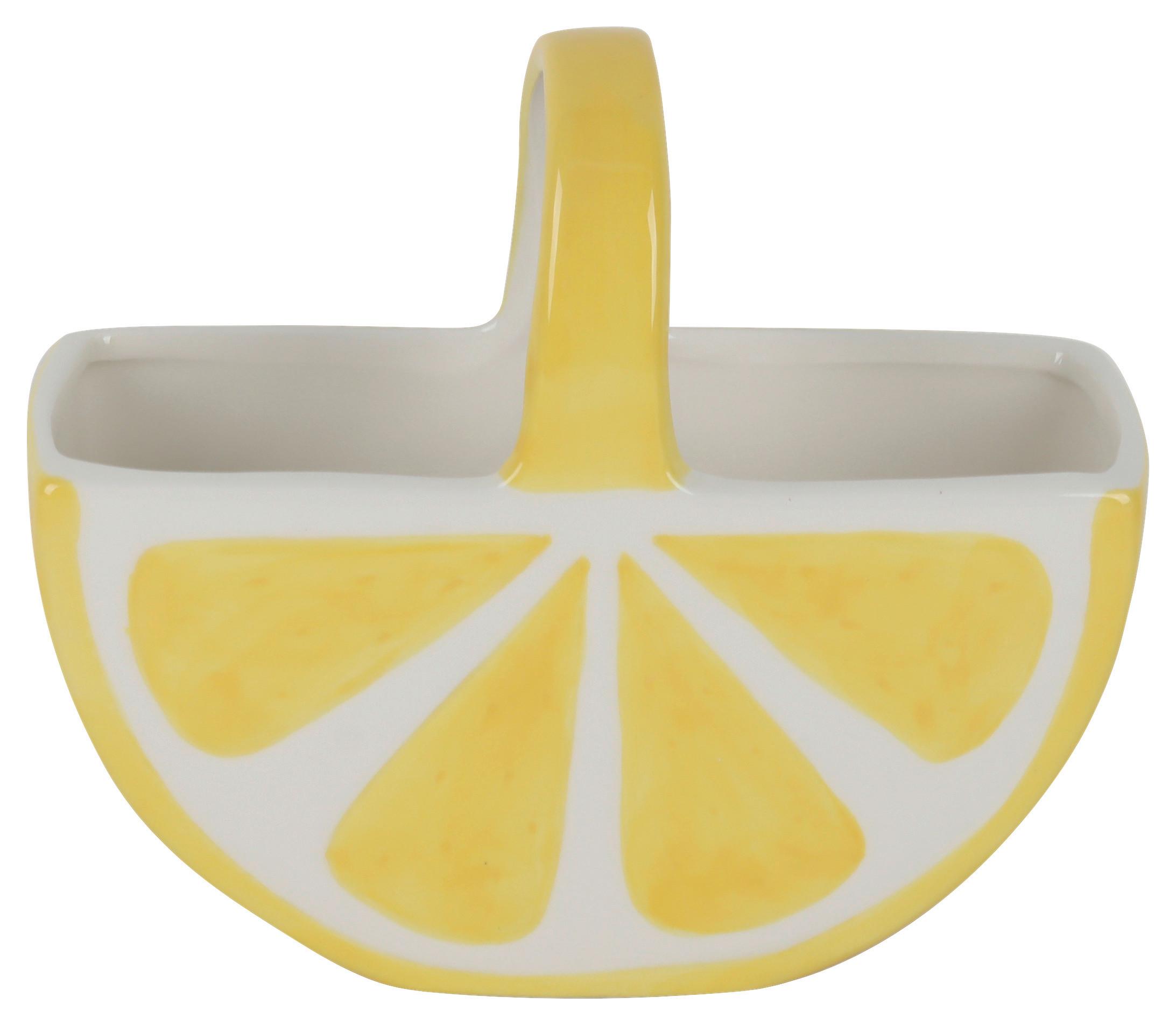 Übertopf Helga Weiss/Hellgelb - Weiss/Hellgelb, Keramik (16/13,5/6,8cm) - Mömax