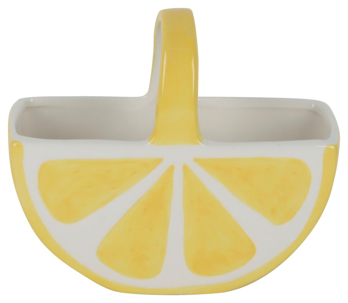 Übertopf Helga Weiß/Hellgelb - Hellgelb/Weiß, Keramik (16/13,5/6,8cm) - Mömax